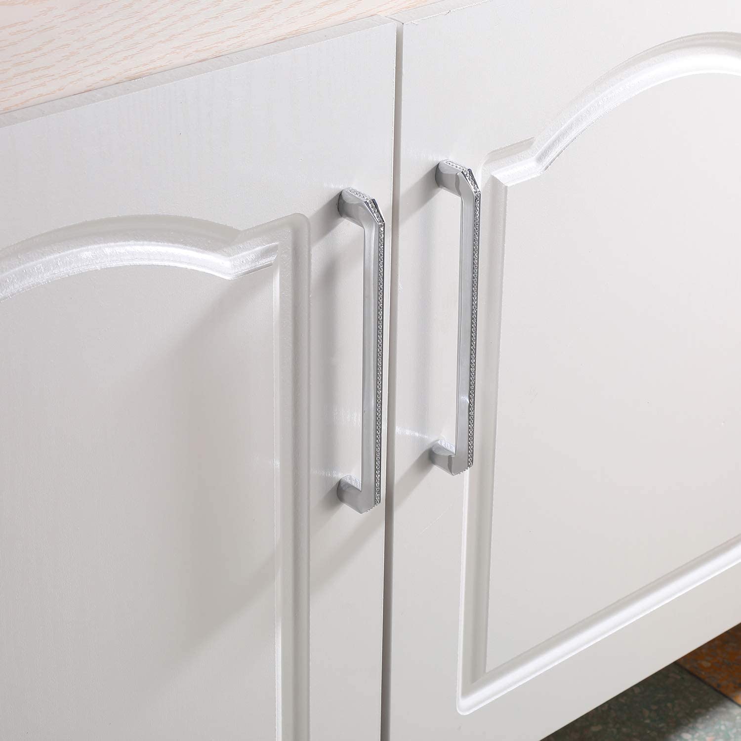 Modern Crystal Cabinet Knobs & Pulls - 2 Pack Silver Kitchen Hardware for Drawers & Furniture