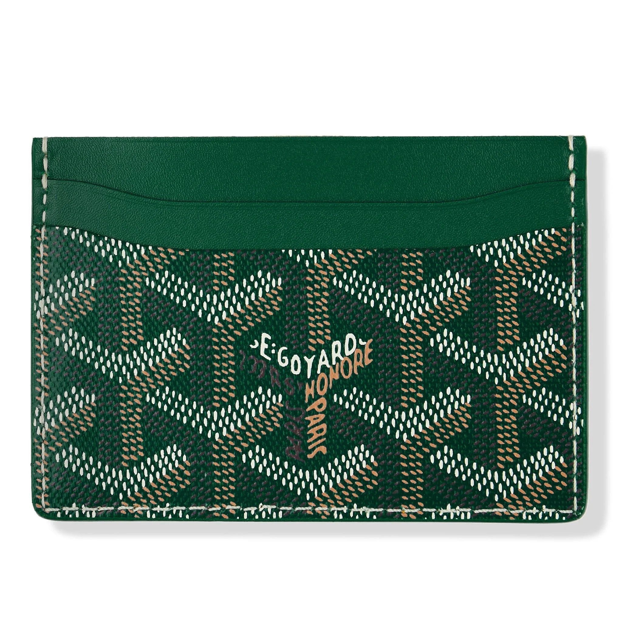 Goyard Saint Sulpice Green Leather Card Holder Wallet - Slim RFID Blocking Credit Card Case for Men & Women - Perfect for Travel, Business & Everyday Use