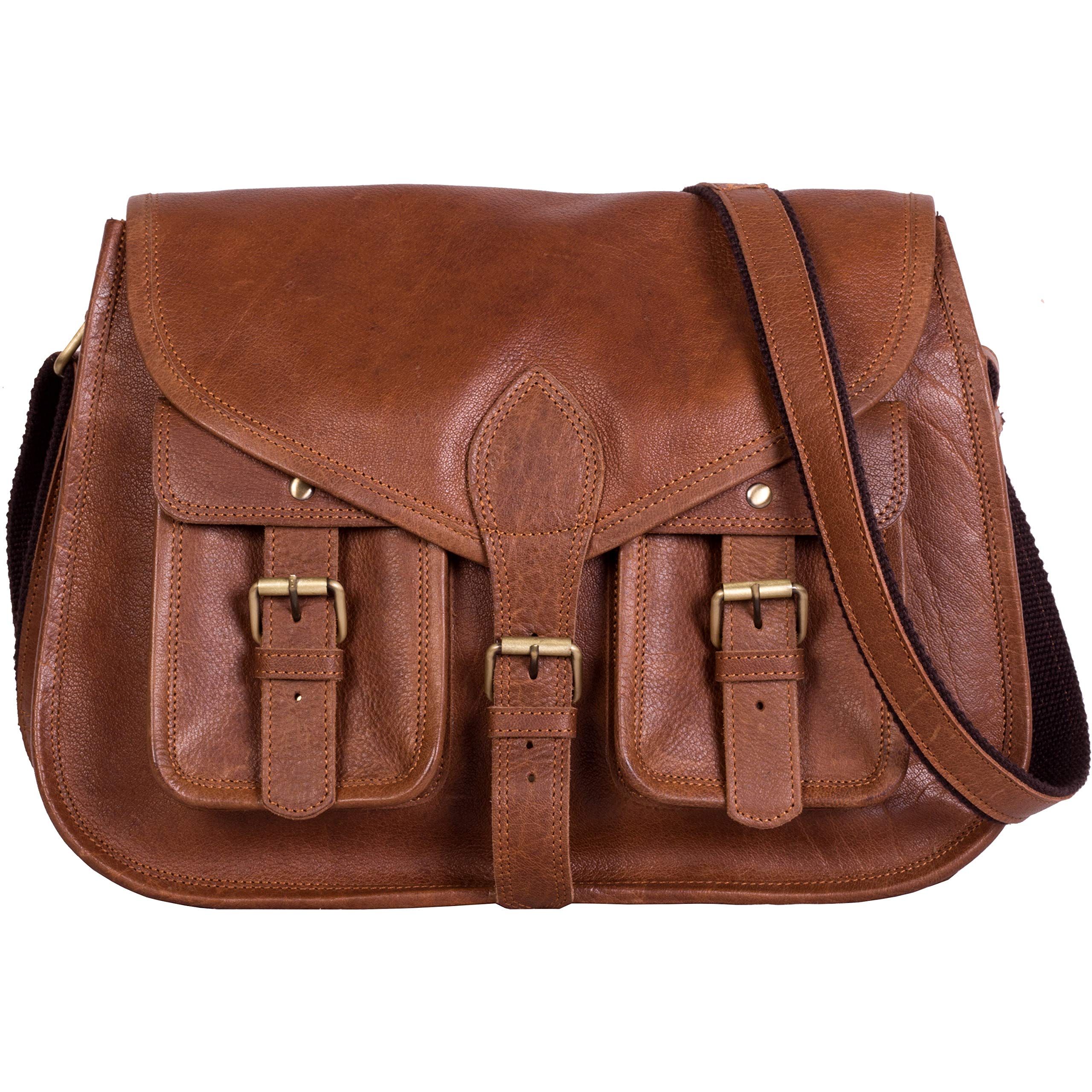14 Inch Genuine Leather Purse for Women - Stylish Shoulder Bag & Crossbody Satchel - Ladies Tote Handbag for Travel, Work & Everyday Use
