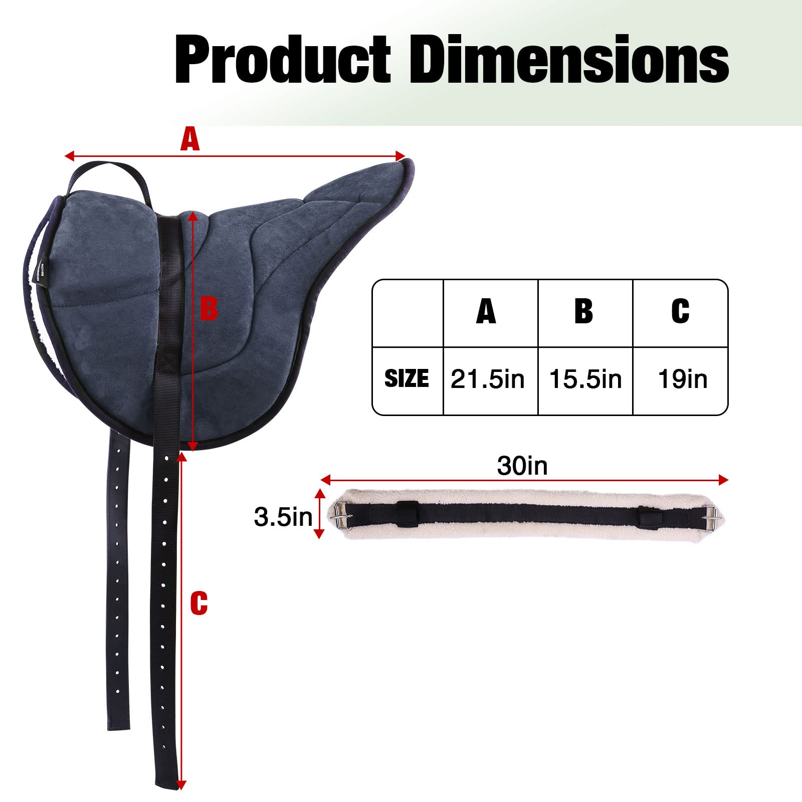 Harrison Howard Equestrian Saddle Pad - Breathable Horse Riding Pad with Girth & Non-Slip Bareback Pad for English & Western Riding | Trail Riding, Dressage & Training