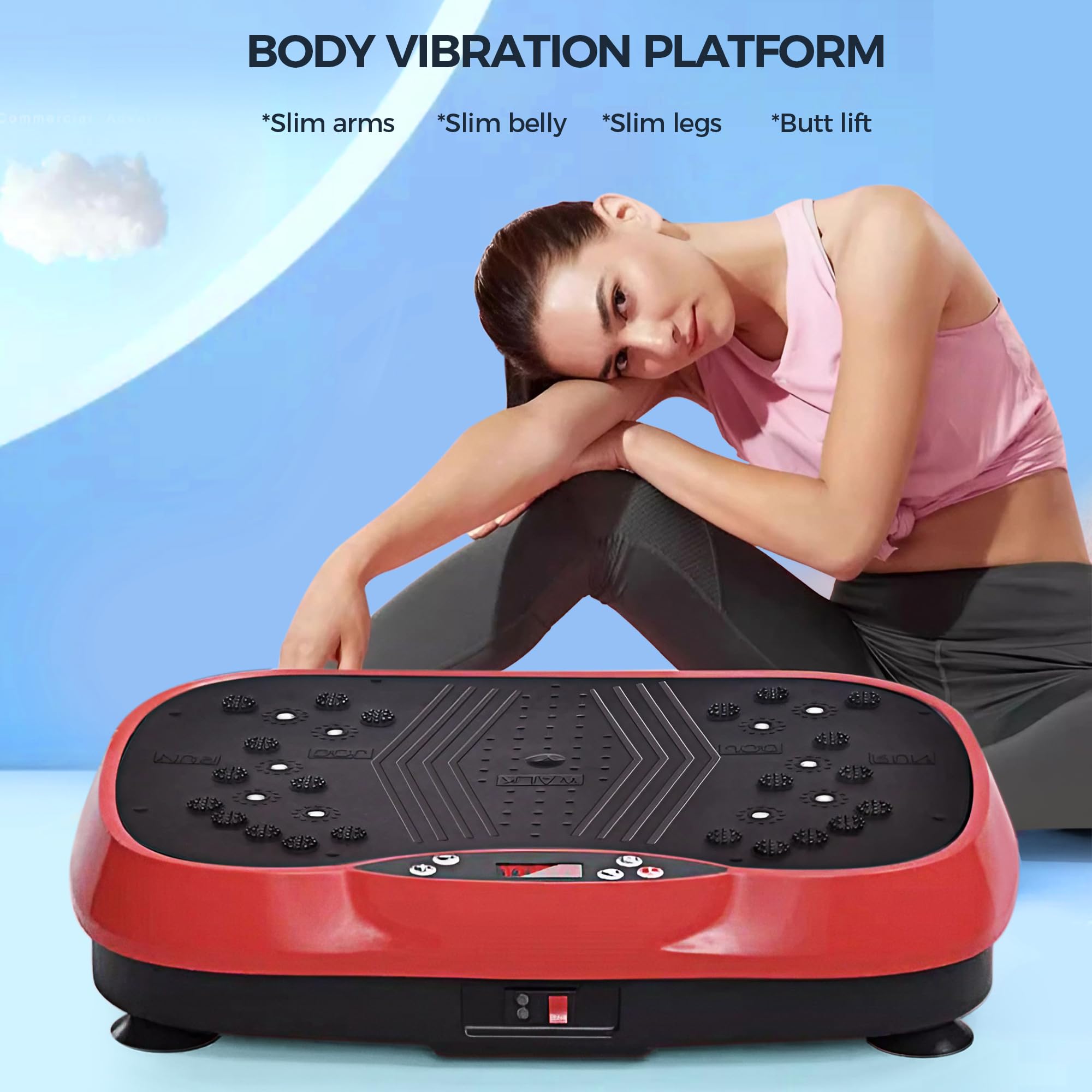 WANKO Vibration Plate Exercise Machine with 2 Pull Ropes - Whole Body Workout Platform for Lymphatic Drainage, Weight Loss & Muscle Recovery - Home Gym Equipment for Men & Women - Perfect for Toning, Wellness & Post-Workout Recovery