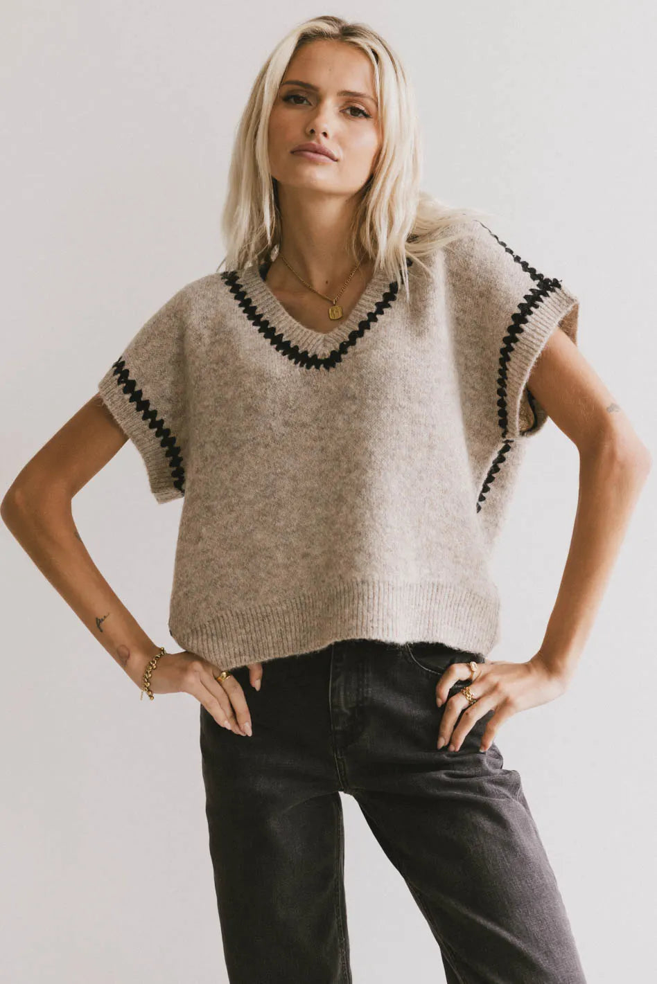 Oatmeal Hazel Embroidered Sweater Top for Women | Cozy Knit Pullover with Floral Embroidery | Perfect for Fall Layering & Casual Outfits