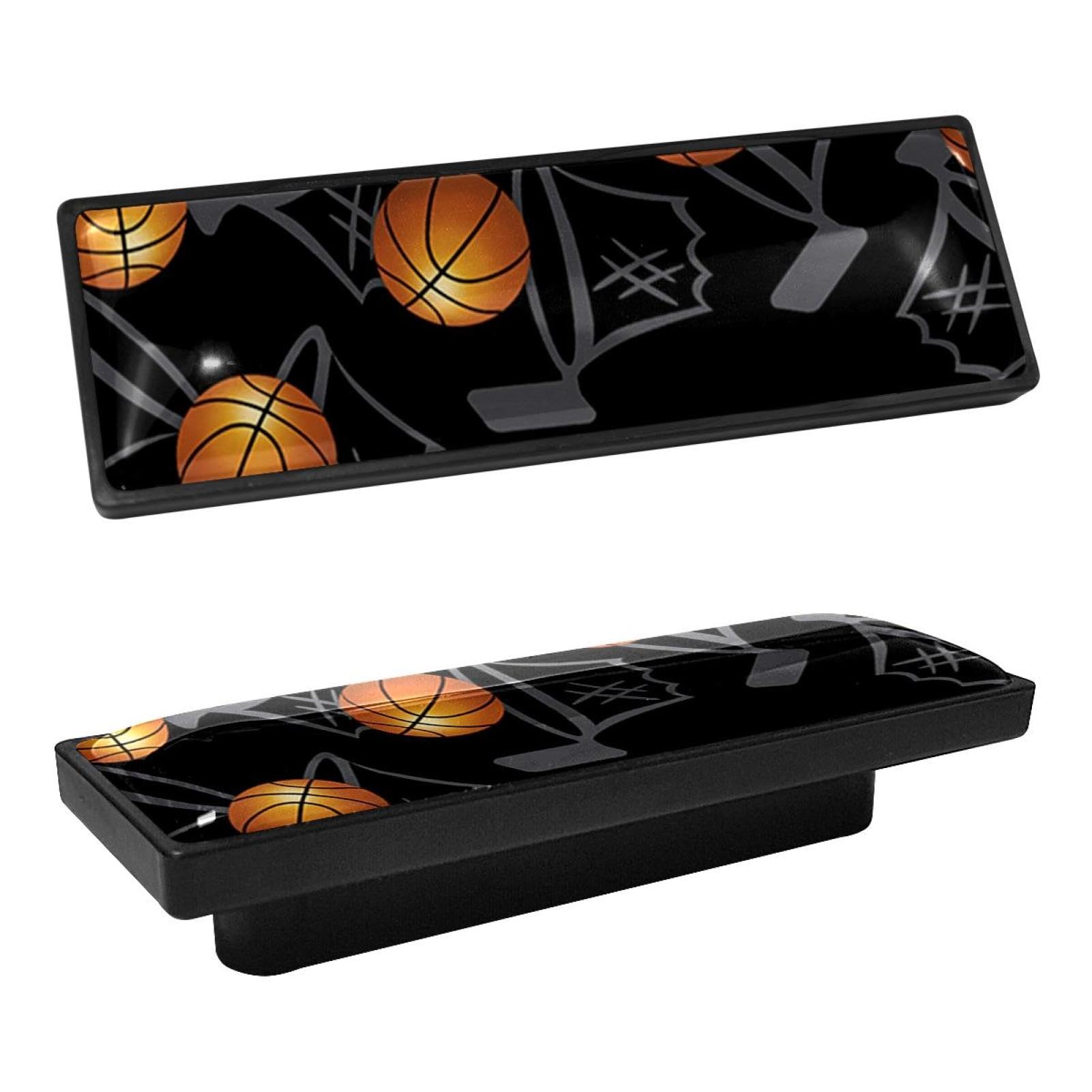 GIAPB 4Pcs Rectangle Cabinet Handles - Modern Kitchen Drawer Pulls, Matte Black Basketball Design Knobs for Cabinets & Furniture - Perfect for Home, Office, and DIY Renovation Projects