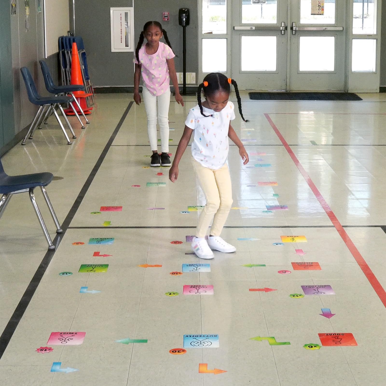 EZ Stick Sensory Path Decals for Classroom & Hallways - 98-Piece Reusable Set to Engage Students | Educational Floor Stickers for Movement Breaks, Focus Activities & School Energy Boost