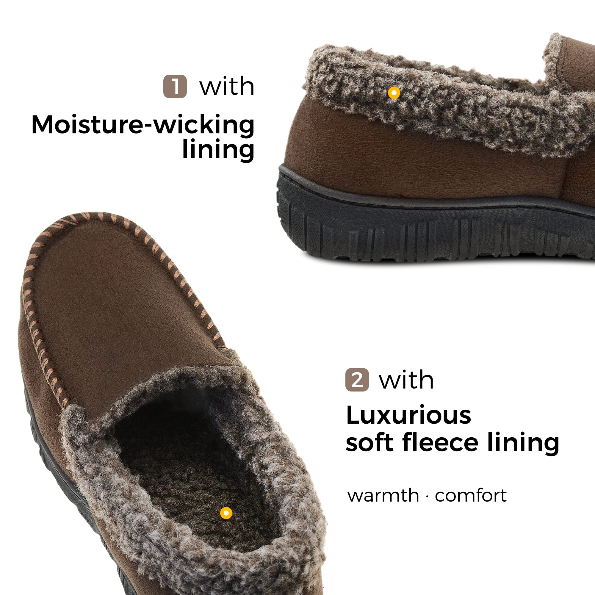 Men's Memory Foam Moccasin Slippers - Ultra Comfortable Indoor/Outdoor House Shoes for Winter Warmth - Perfect for Lounging at Home, Quick Errands & Cozy Evenings