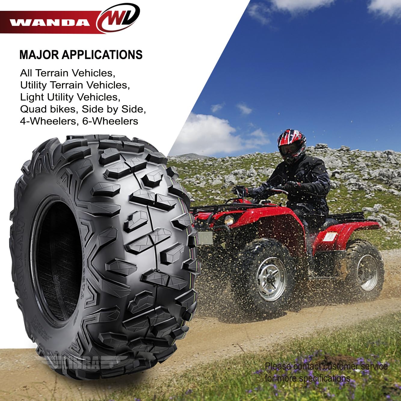 WANDA ATV UTV Tires 27X11-14 6PR All-Terrain Mud Tires for Off-Road Vehicles - Perfect for Trail Riding, Hunting, and Farm Work