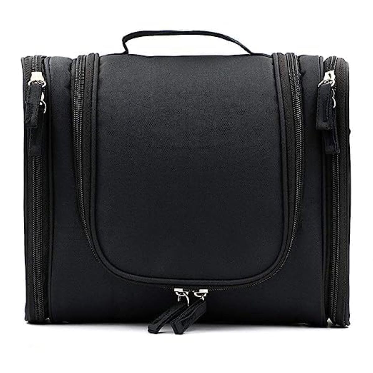 SHREE BALAJI PUMPS Waterproof Toiletry Bag for Women - Travel Makeup Pouch, Shower Wash Bag & Cosmetic Organizer with Hook (Black, 23 x 11 x 21 cm) - Perfect for Travel, Gym & Daily Use