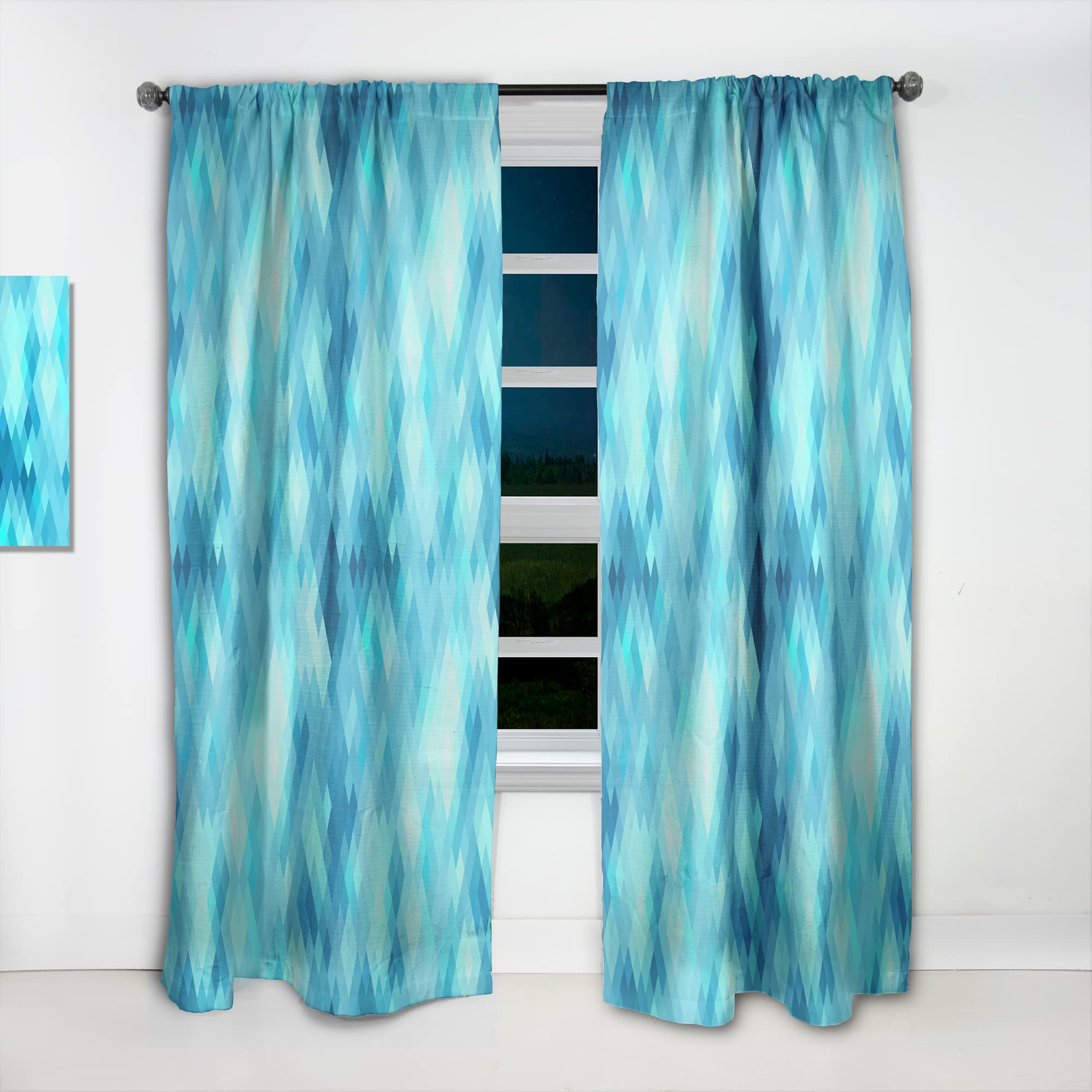 DesignQ Thermal Insulated Blackout Curtains - Modern Abstract Geometric Pattern with Rhombus Design - 52x120 Inch Single Panel Window Drapes for Bedroom & Living Room - Energy Saving, Noise Reducing & Light Blocking for Better Sleep & Privacy