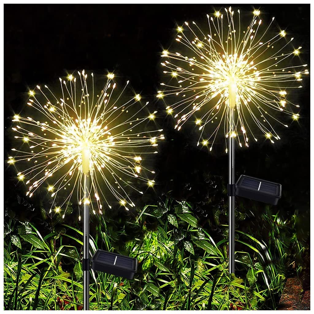Outdoor Solar LED Firework Lights - Waterproof Garden Landscape Lighting for Walkway, Patio, Lawn, Backyard & Christmas Party Decor (2 Mode: Warm White) | Perfect for Pathway Illumination, Holiday Decoration & Outdoor Ambiance