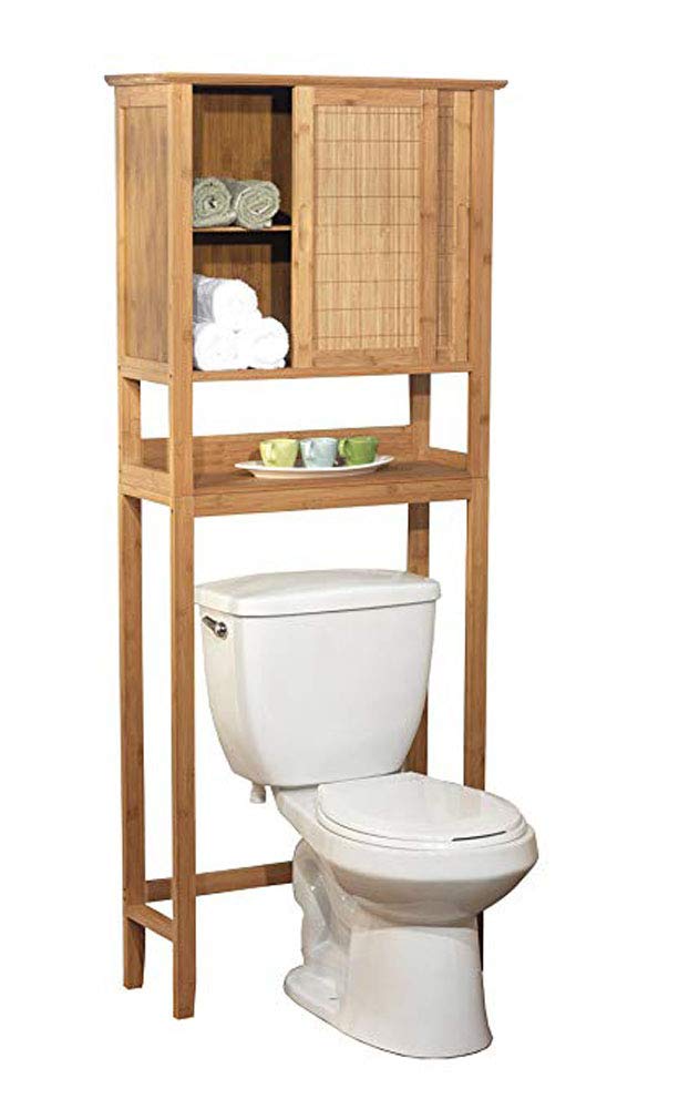 Natural Bamboo Over The Toilet Storage Shelf - Space Saving Bathroom Organizer for Towels, Toiletries & Essentials | Perfect for Small Bathrooms & Apartments