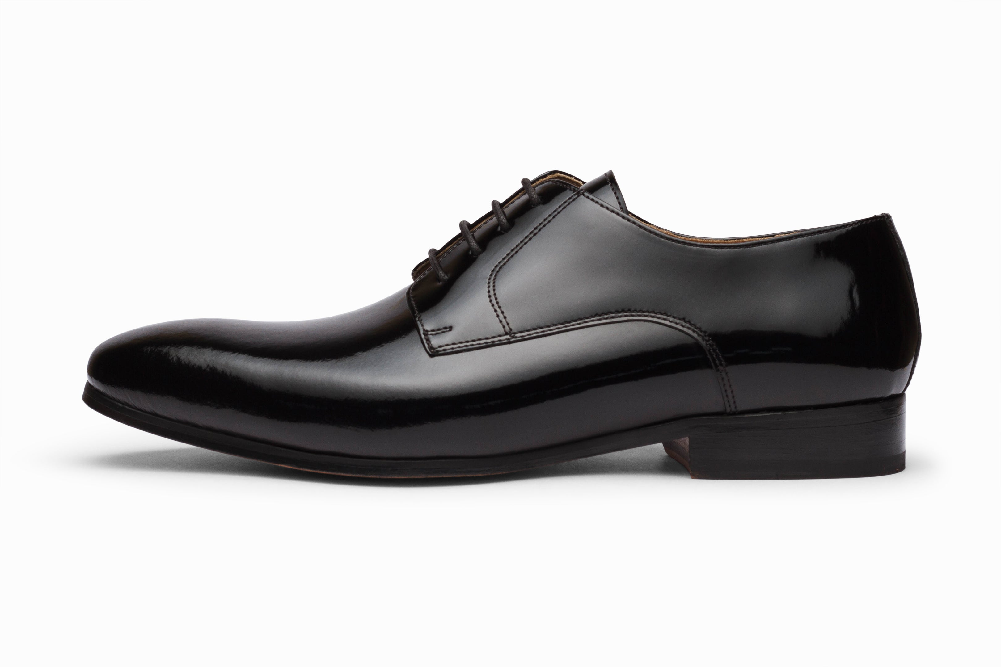 Classic Black Patent Leather Derby Shoes for Men - Stylish & Comfortable Formal Footwear for Office, Business & Special Occasions