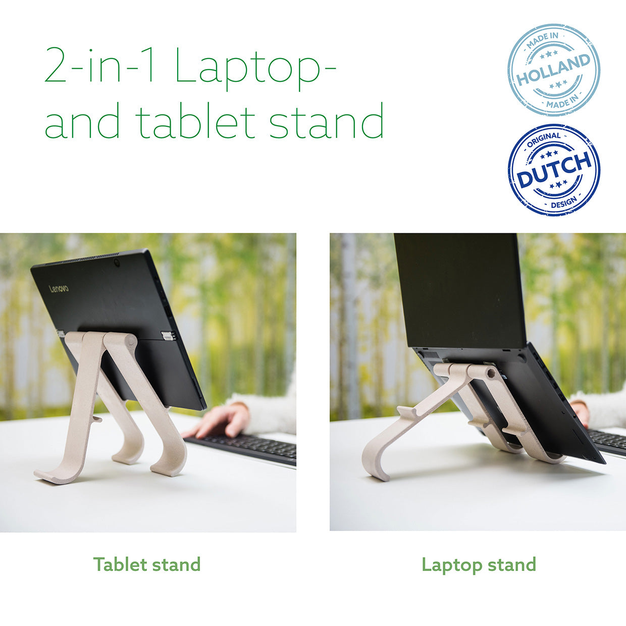 R Go Treepod Adjustable Laptop and Tablet Stand - Portable Ergonomic Holder for Desk, Bed, Couch - Perfect for Work, Study, and Entertainment