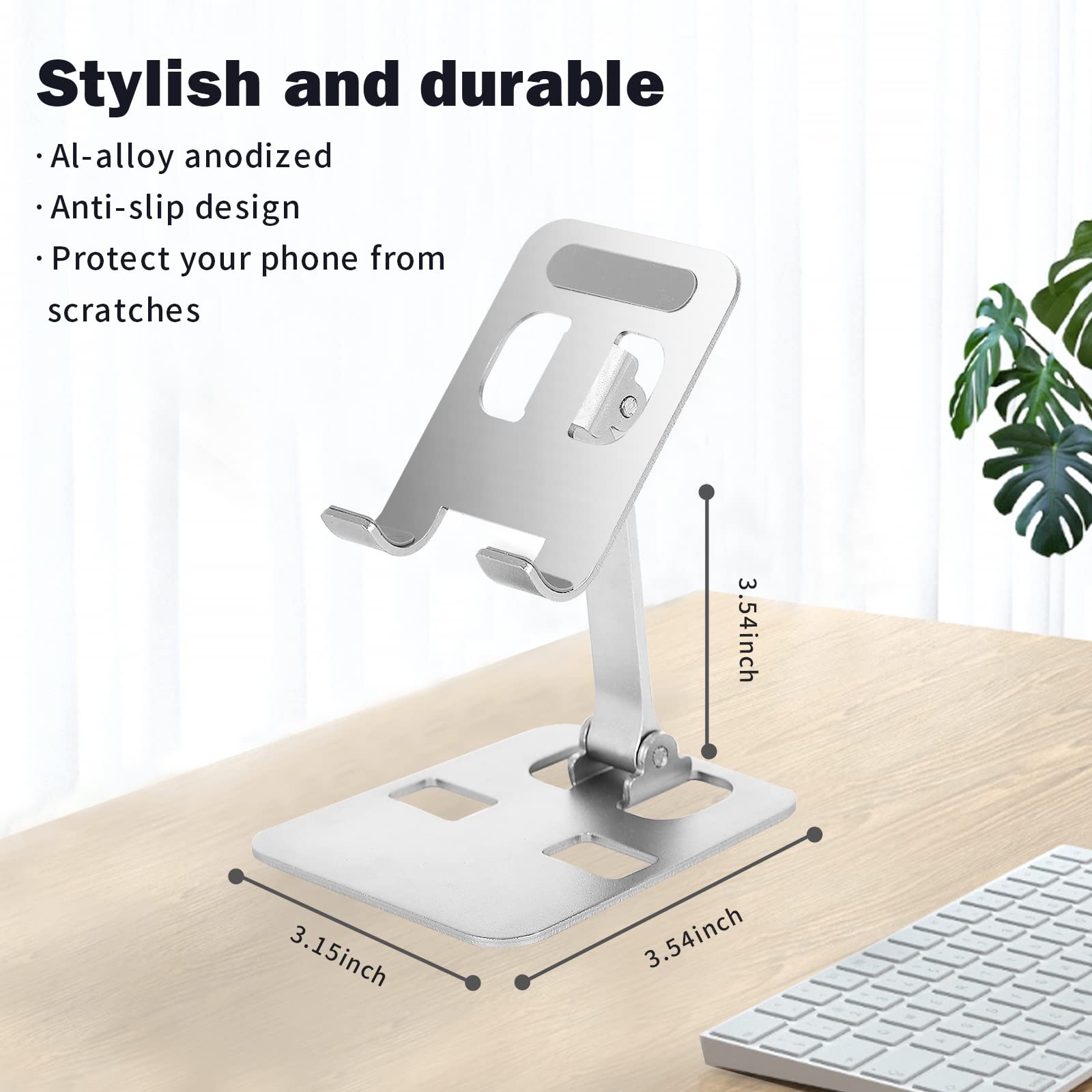 Adjustable Phone Stand for Desk - Foldable Holder for iPhone & Tablets (4-10