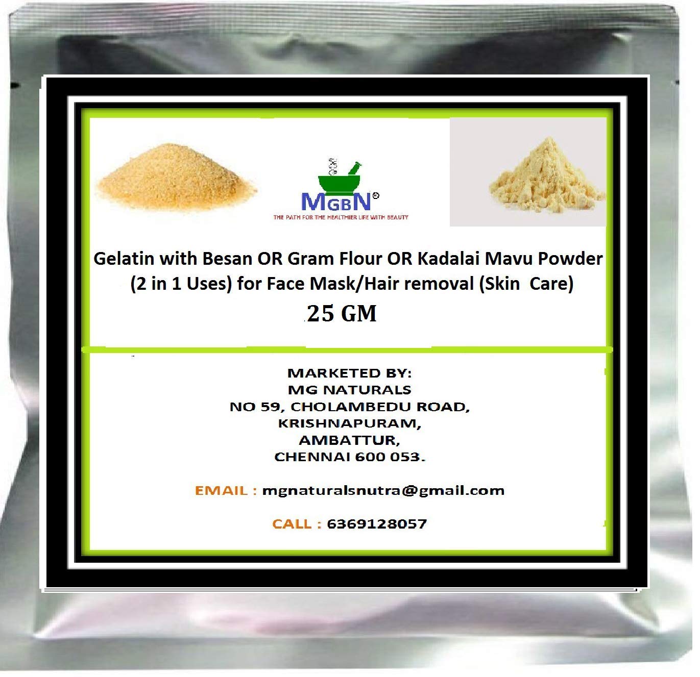 2-in-1 Gelatin & Gram Flour Face Mask & Hair Removal Powder Mix - 25g | Skin Care Treatment for Smooth Skin & Hair-Free Body | Perfect for DIY Beauty Routine at Home