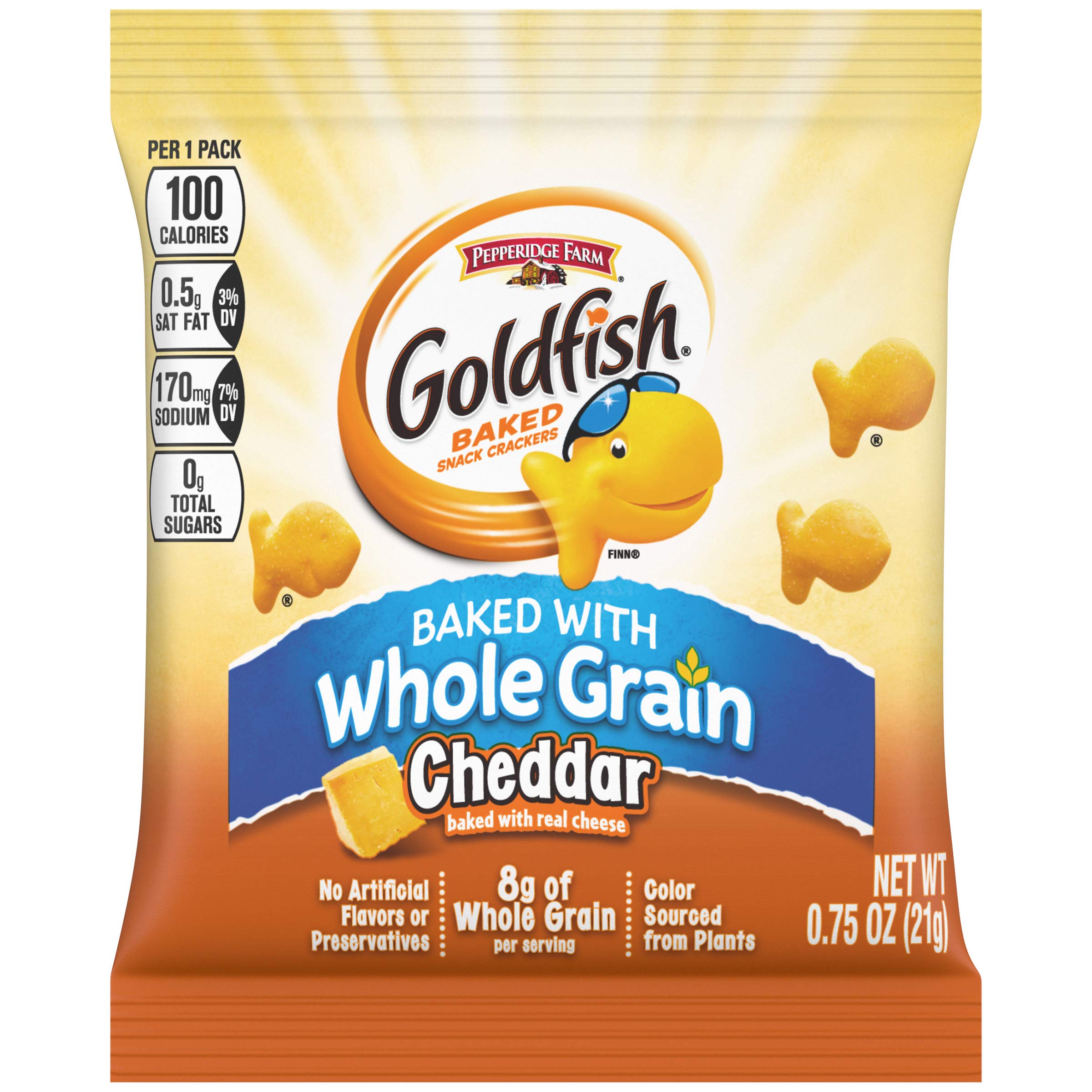 Pepperidge Farm Goldfish Whole Grain Cheddar Snack Crackers - 0.75oz (Pack of 300) | Healthy Kids Snacks for School Lunch, Party Favors & On-the-Go Munching