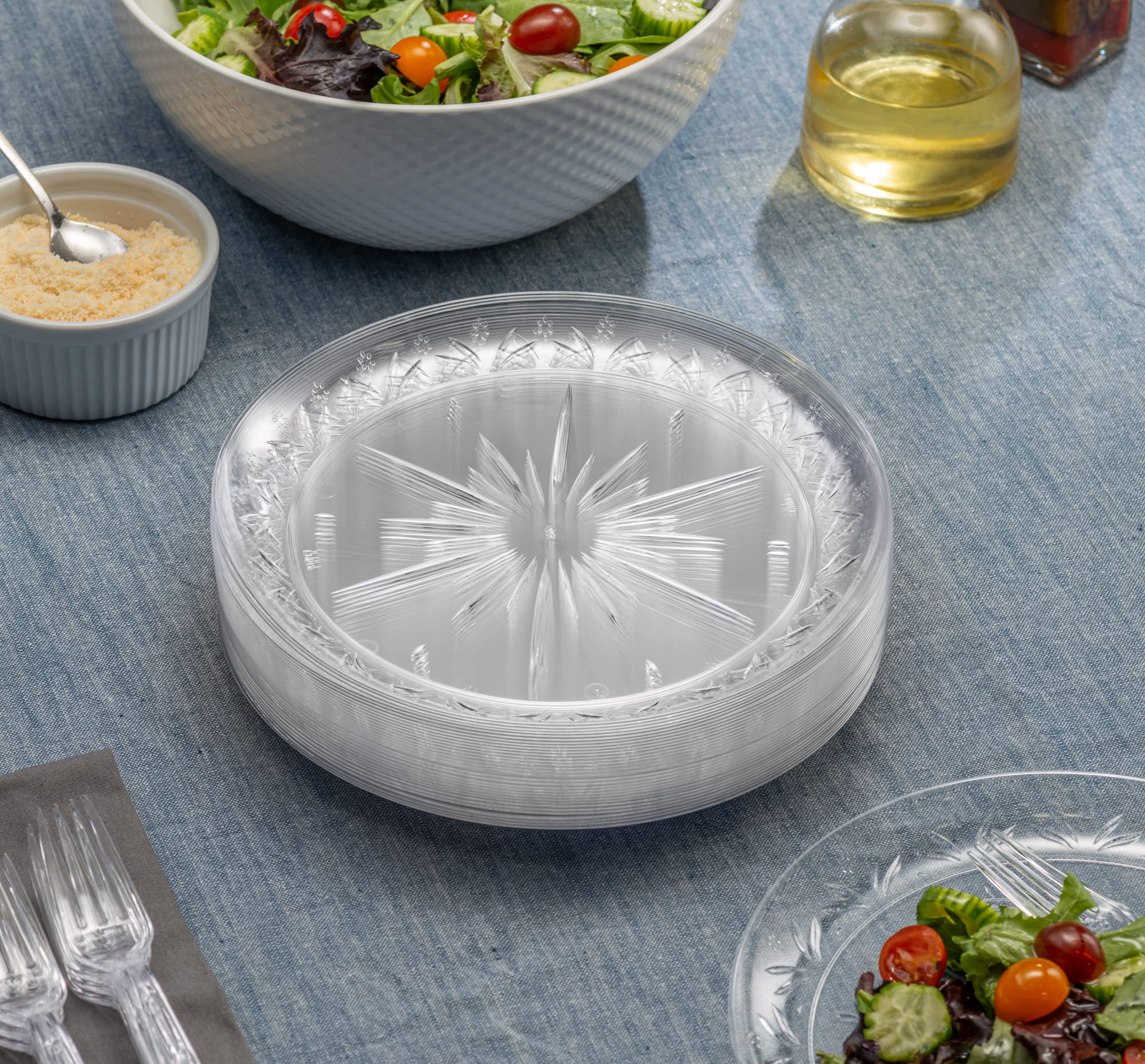 PLASTICPRO Premium Heavy Duty Clear Disposable Plastic Plates - 10 Inch (240 Count) - Ideal for Parties, Picnics, BBQs & Catering Events