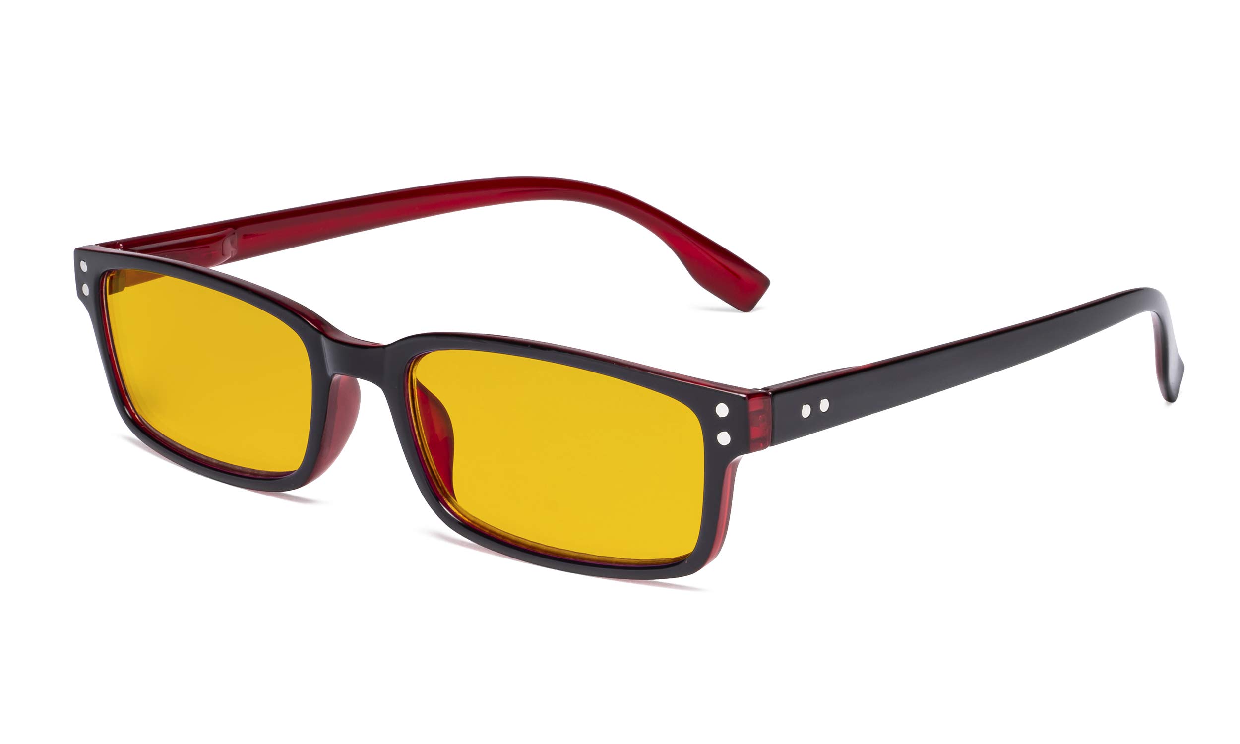 Eyekepper Classic Rectangular Computer Reading Glasses with Spring Hinges & Orange Tinted Lenses - Blue Light Blocking for Screen Use, Office Work & Reading Comfort