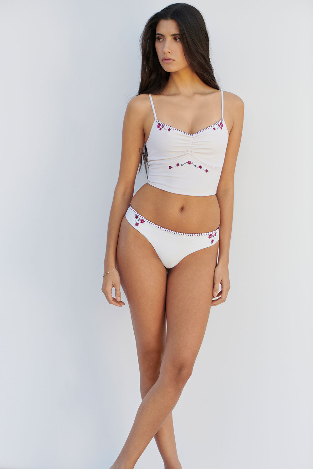 Jasmine Embroidered Tankini Bikini Top - Floral Lace Beachwear for Women | Perfect for Pool Parties, Summer Vacations & Tropical Getaways