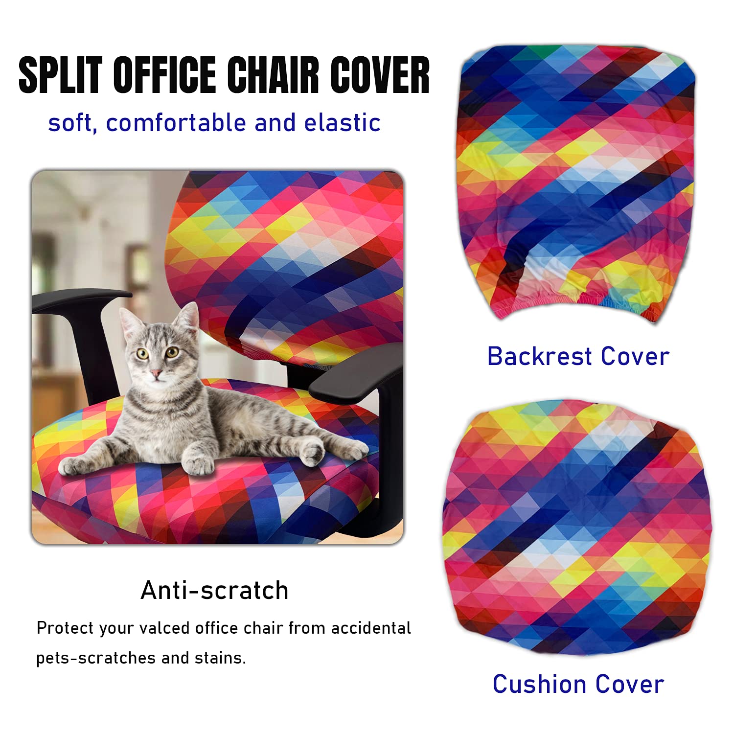 Stretchable Office Chair Cover Set of 2 - Waterproof Computer Desk Chair Slipcover for Swivel Chairs - Perfect for Home Office, Gaming & Conference Room Protection