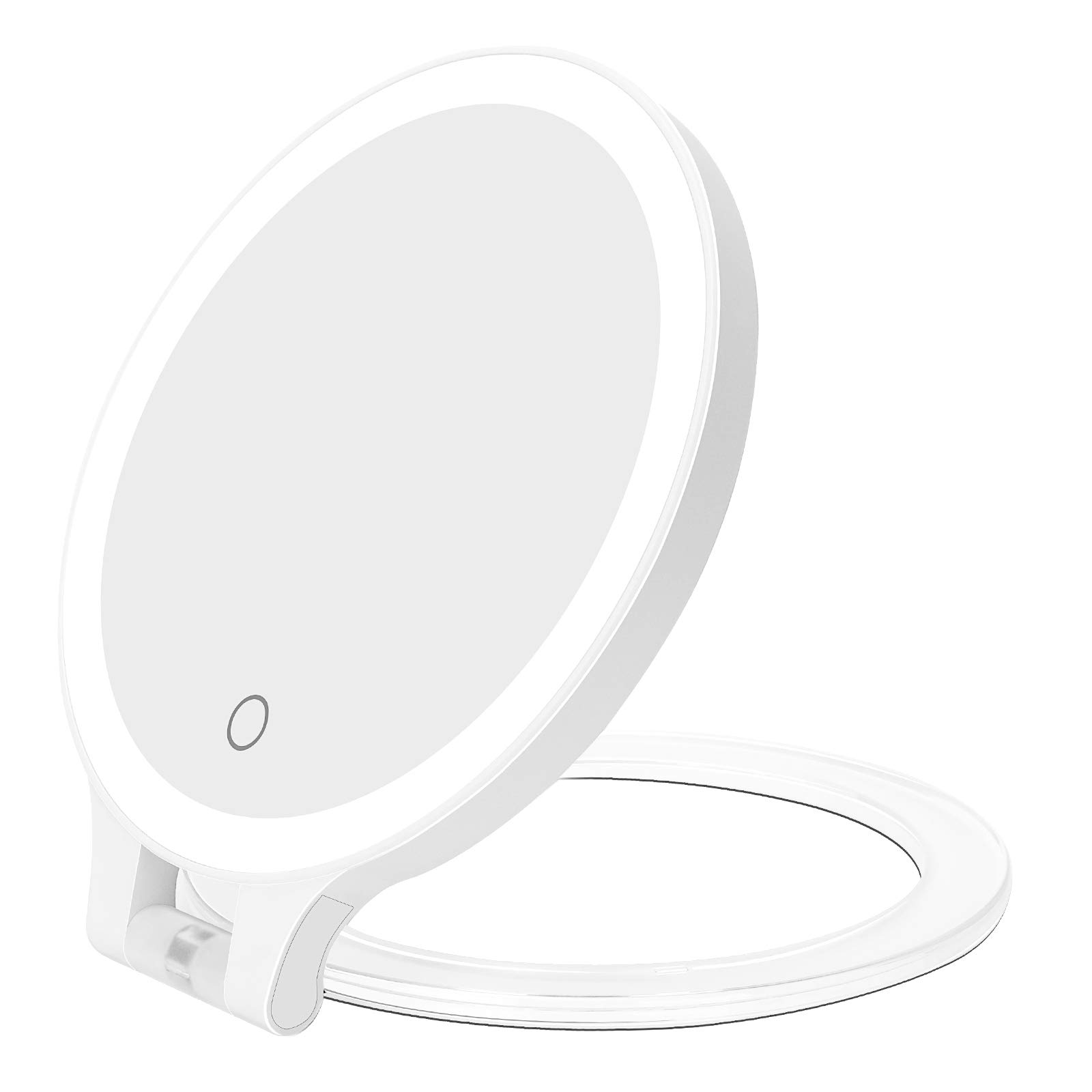 10X/1X Magnifying Mirror with LED Lights - Double Sided Adjustable Folding Cosmetic Mirror for Makeup, Skincare & Travel - 3 Color Lighting Modes (White/Warm/Natural) - Perfect for Vanity, Bathroom & Portable Use