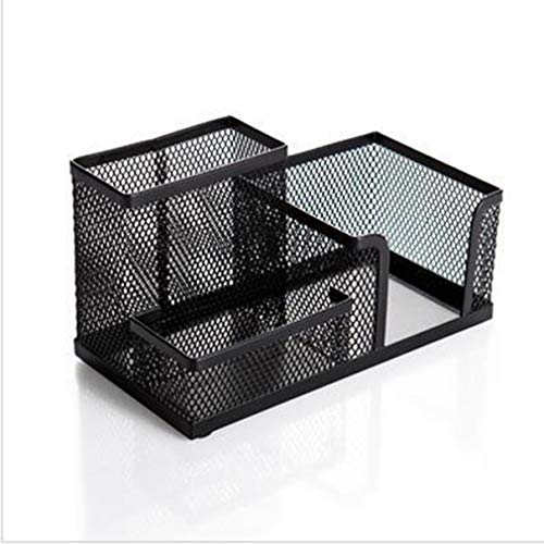 Black 3-Tier Mesh Desk Organizer - Metal Pencil Holder & Office Supplies Caddy with 3 Compartments | Perfect for Home Office, School Desk & Workspace Organization