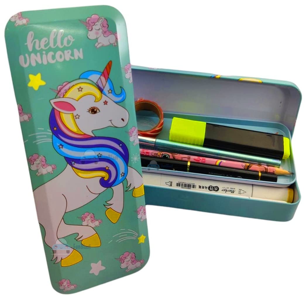 FunBlast Unicorn Pencil Case for Kids - Geometry Box & Stationery Organizer for School Supplies - Stylish Pencil Holder for Boys & Girls - Perfect for Classroom, Homework & Art Projects (1 Unit)