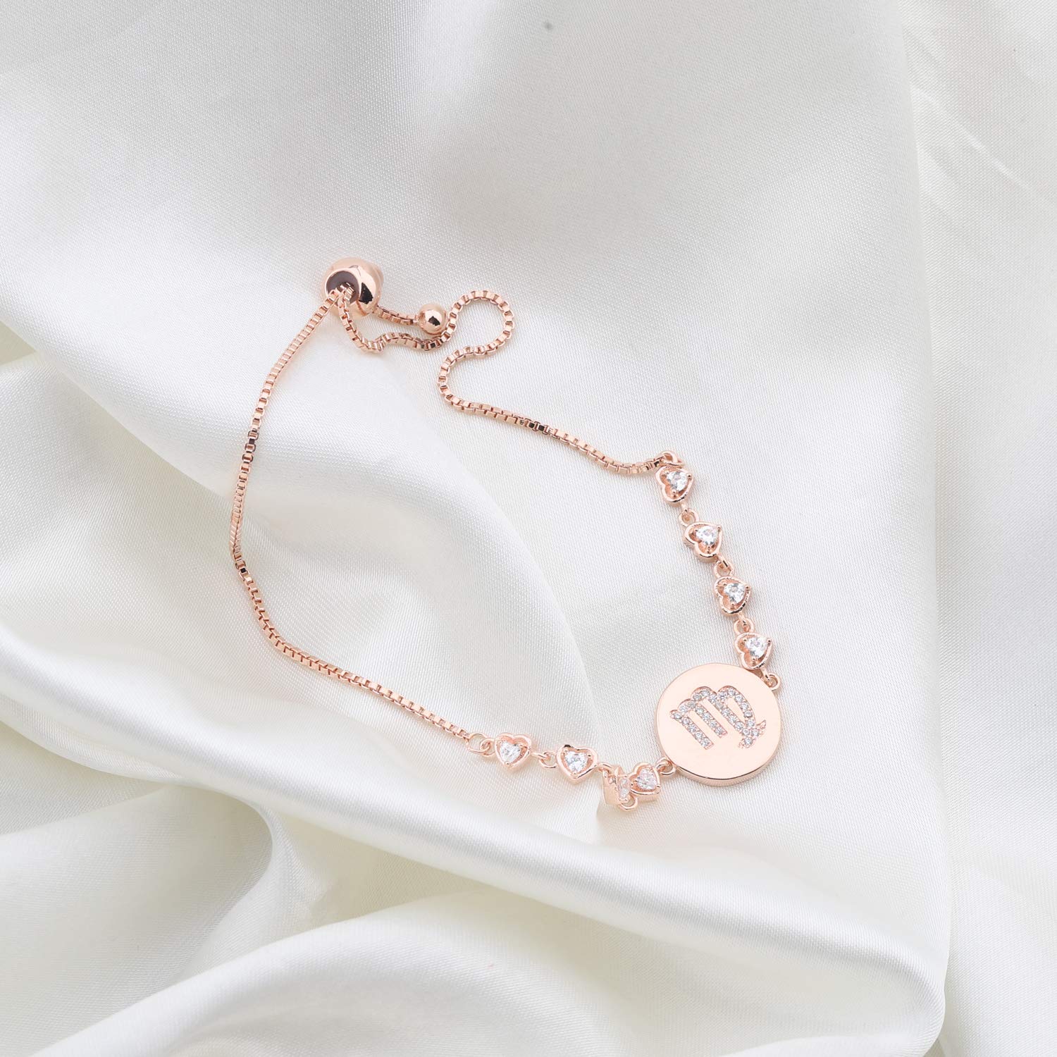 ENSIANTH Rose Gold Zodiac Sign Adjustable Bracelet for Women - Personalized Birthday Gift, Dainty Astrology Jewelry for Everyday Wear & Special Occasions
