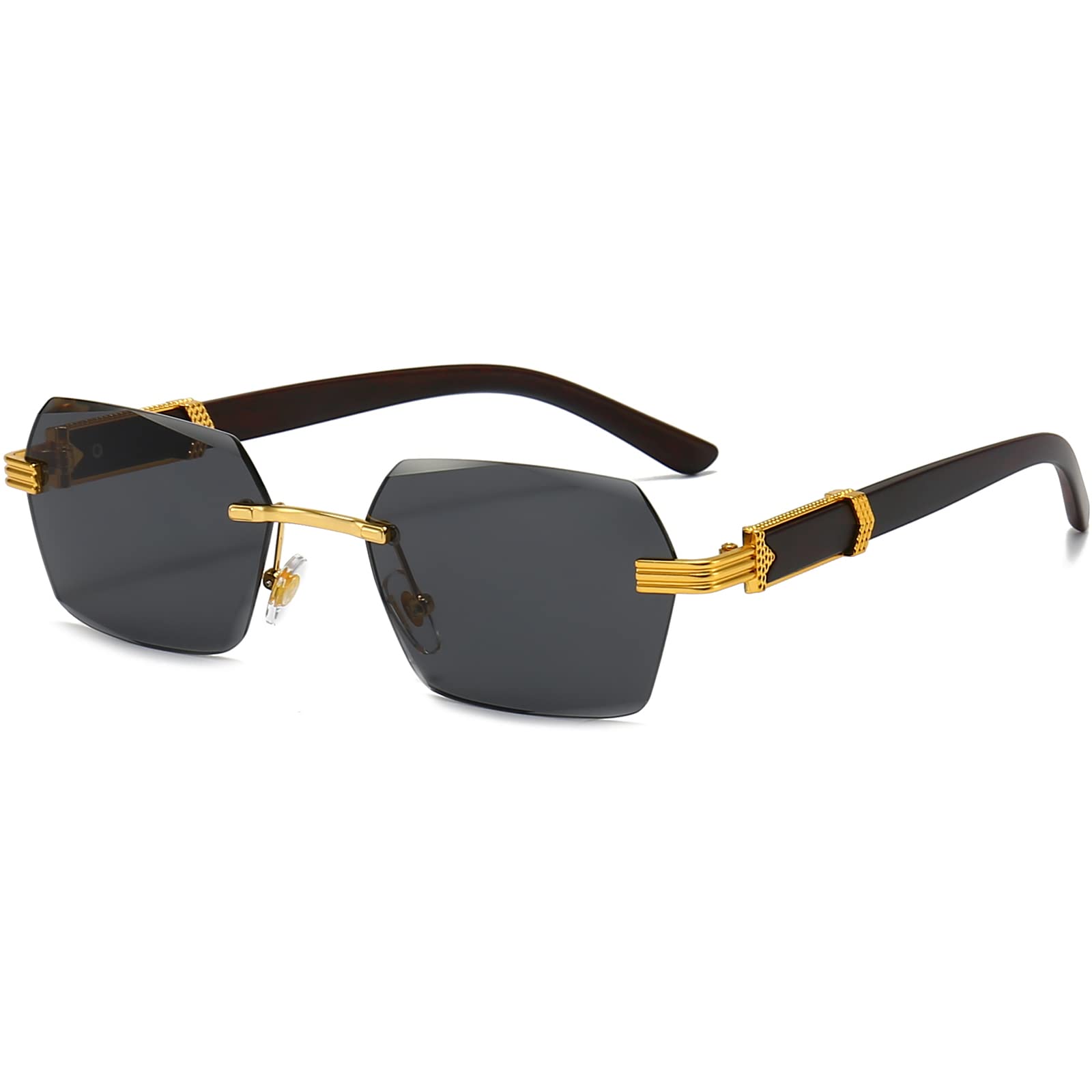Retro Rimless Sunglasses for Men & Women - Vintage Rectangle Frameless Square Sun Glasses with Tinted Lenses - Perfect for Outdoor Activities, Beach, Driving, and Fashion Accessories