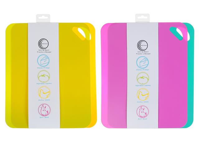 2 Pack Colorful Plastic Cutting Boards - Non-Slip, Dishwasher Safe Kitchen Cutting Mats for Meat, Vegetables & Fruits - Perfect for Home Cooking & Meal Prep