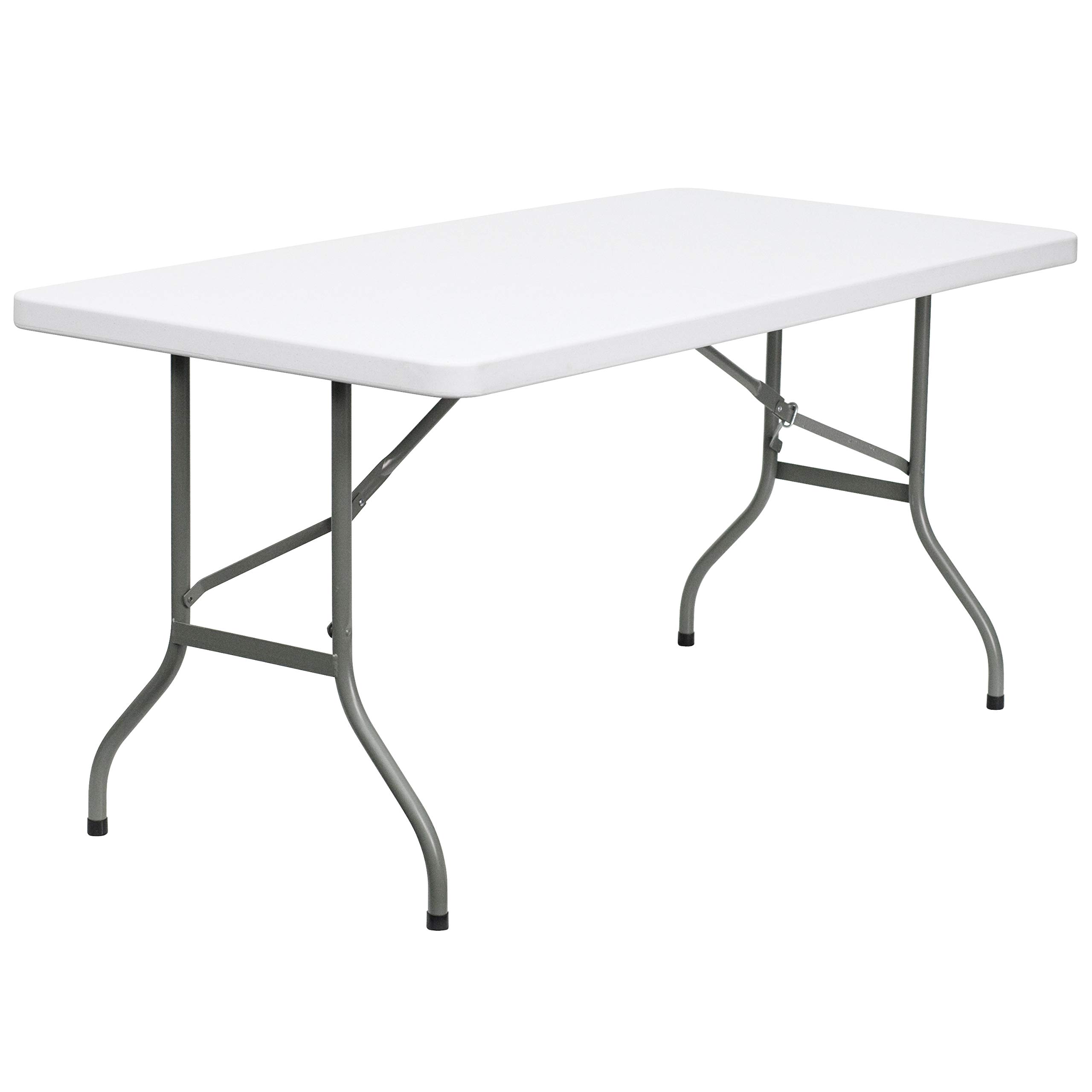 Flash Furniture Elon 5-Foot Rectangular Plastic Folding Table - Lightweight Portable Banquet Table for Parties, Picnics, Camping & Events - Indoor Outdoor Use - White