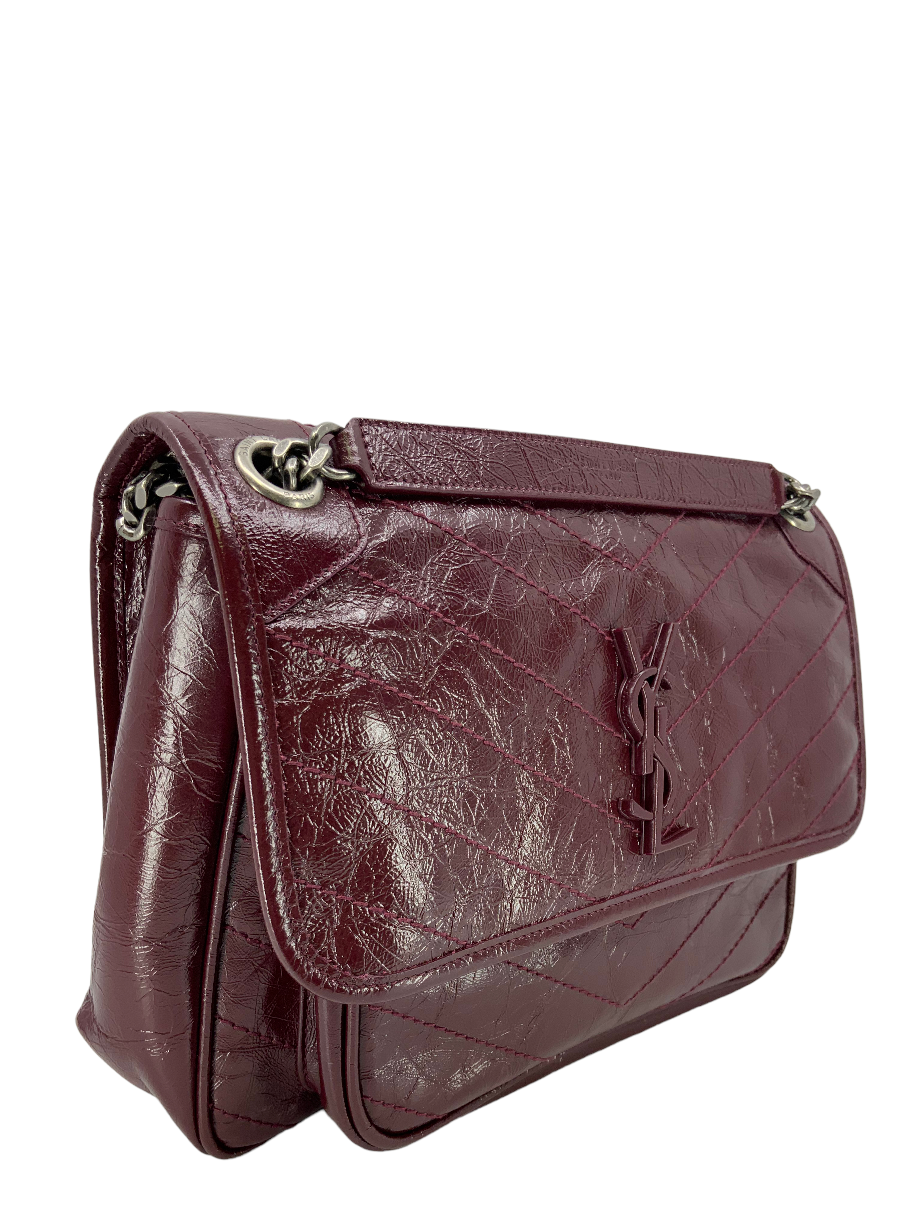 SAINT LAURENT Crinkled Calfskin Monogram Niki Medium Chain Bag - Luxury Designer Handbag for Women, Perfect for Work, Evening Events & Everyday Use