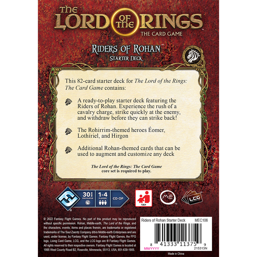 Riders of Rohan Starter Deck - Lord of The Rings Trading Card Game | Perfect for Beginners & Collectors | Great for Game Nights & Tournaments