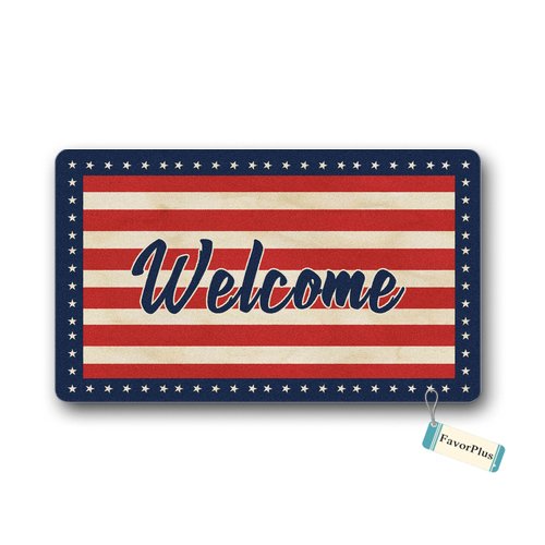 American Flag Doormat - Non-Slip Patriotic Welcome Mat for Indoor/Outdoor Use, 23.6x15.7 Inch - Perfect for Front Door, Porch, Bathroom & Kitchen Decor