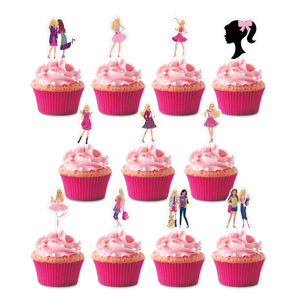 Valentina Buck 12-Pack Girl Birthday Cupcake Toppers - Happy Birthday Cake Decorations for Girls Party Supplies - Perfect for Birthday Cakes, Cupcakes & Party Favors
