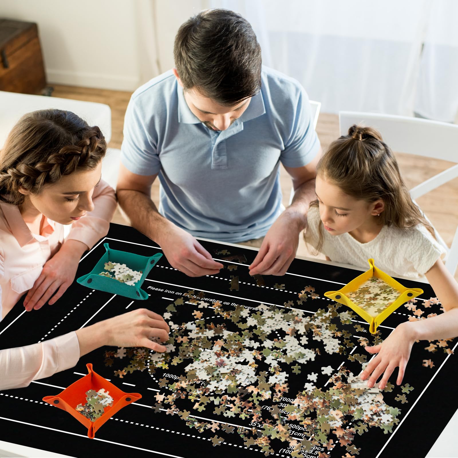 MOZOOSON Jigsaw Puzzle Mat - 3000, 2000, 1500 Piece Puzzle Roll Up Mat with Storage Bag | Portable Puzzle Board for Adults & Kids | Perfect for Travel, Home, and Puzzle Storage
