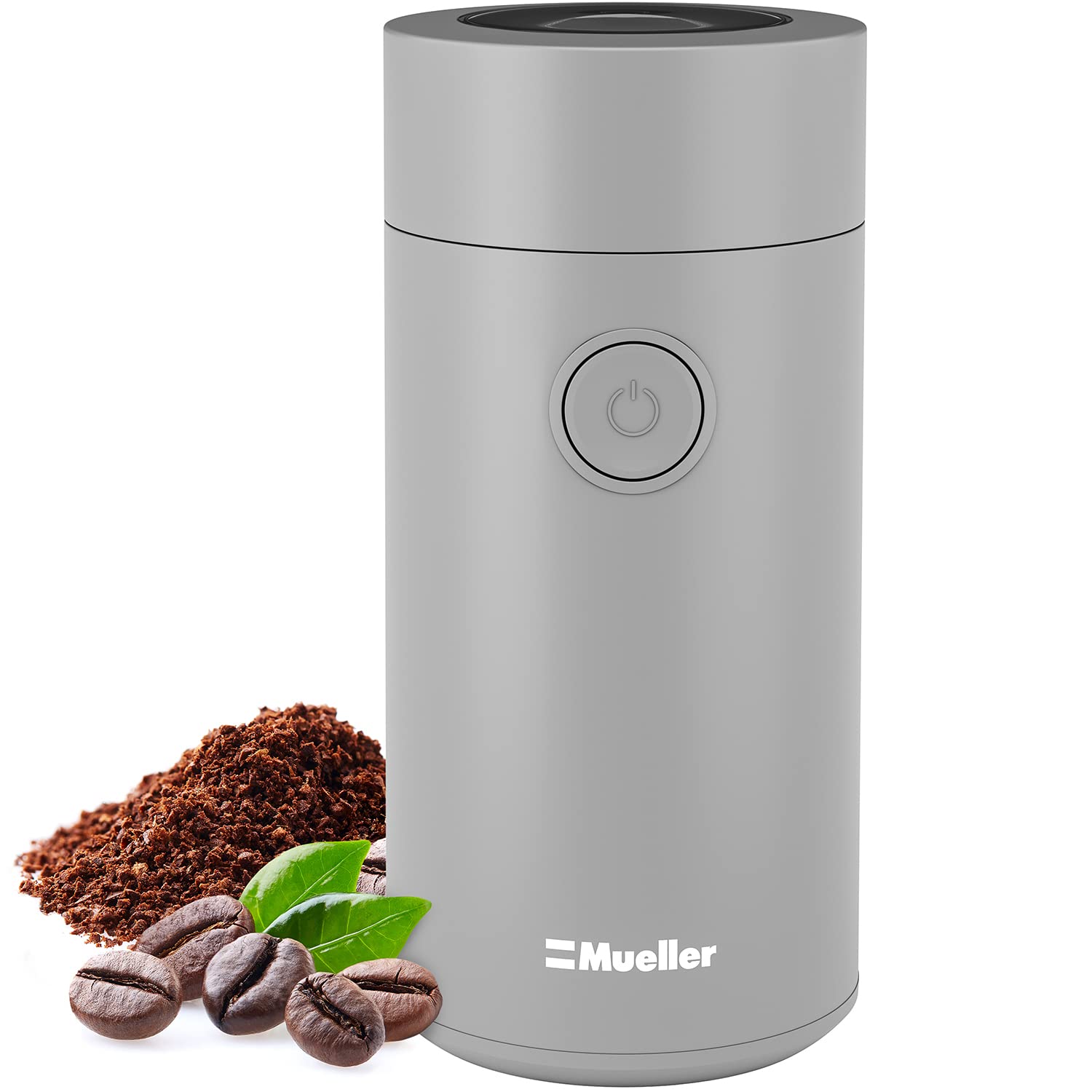 Premium MuellerLiving Electric Coffee Grinder for Spice, Nut, Herbs & Coffee Beans - Stainless Steel Blades, Fast & Quiet - Perfect for Kitchen, Camping & Travel (Gray)