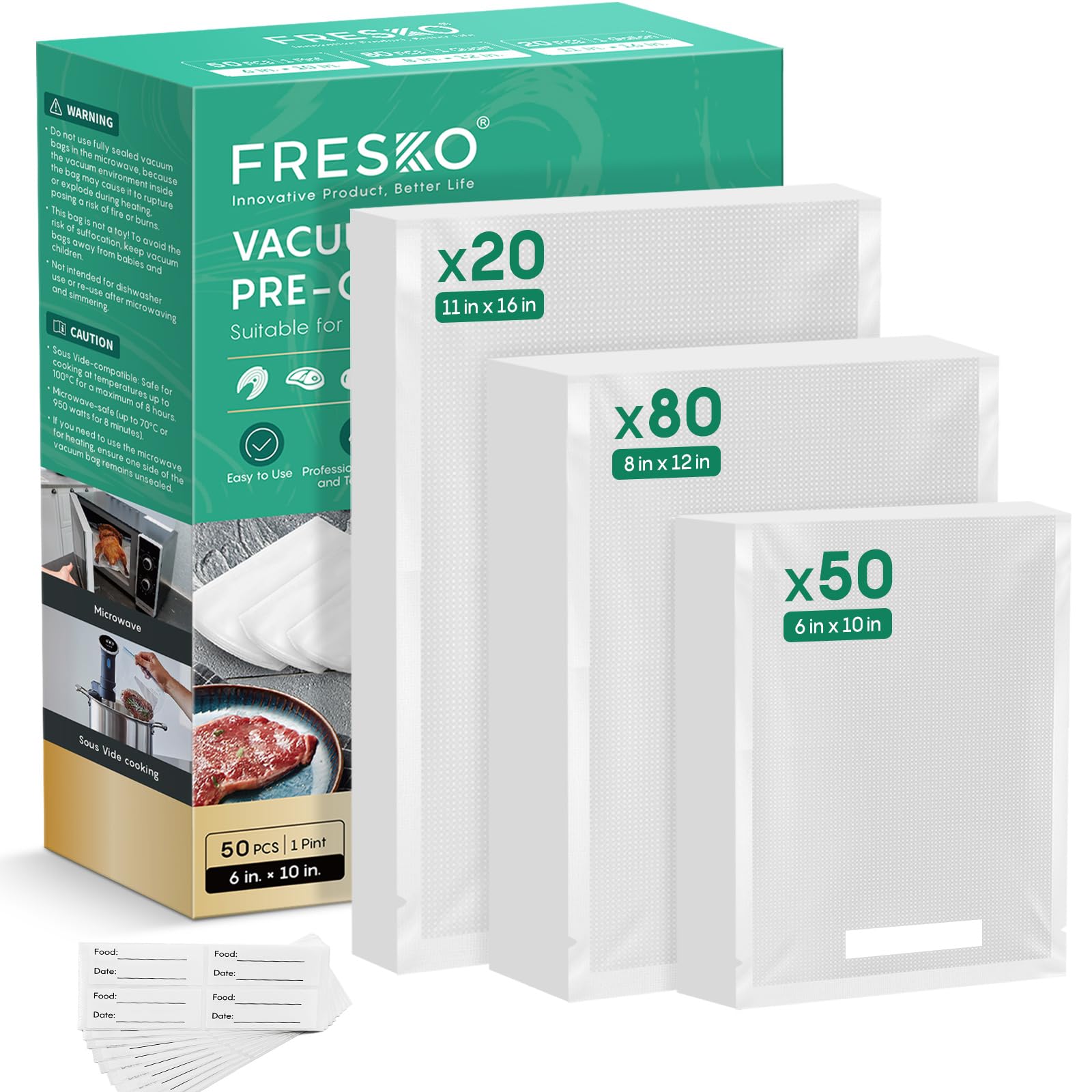 FRESKO BPA Free Vacuum Sealer Bags 150 Count - Gallon (11
