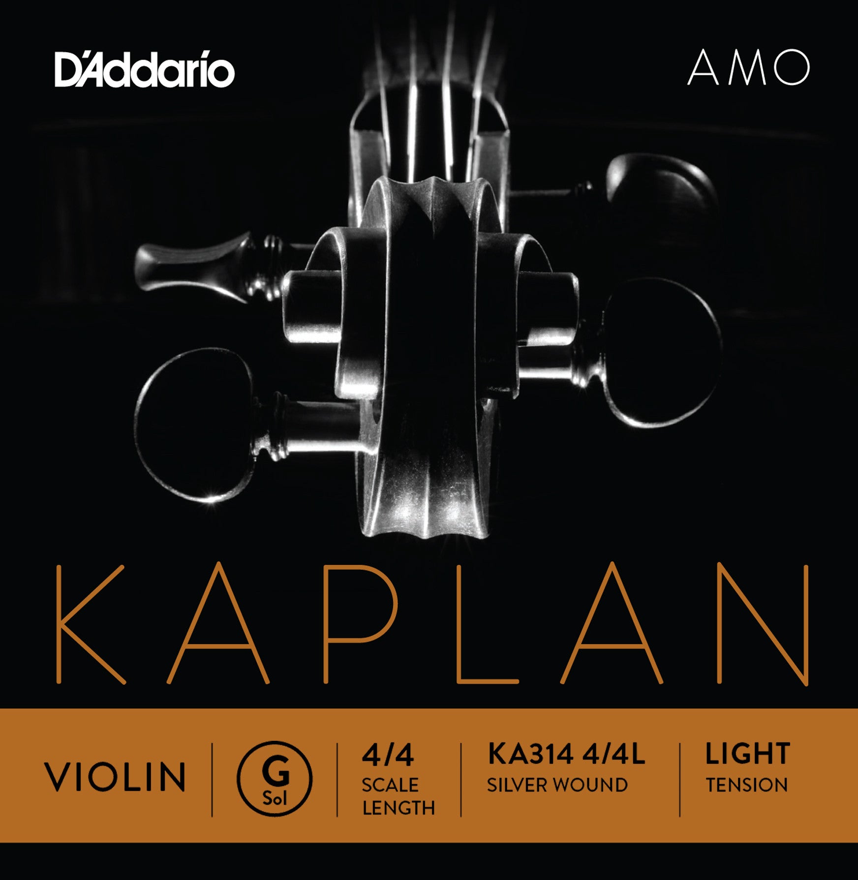 D'Addario Kaplan Amo Violin G String - 4/4 Size, Light Tension for Smooth Playability | Perfect for Classical & Folk Violinists, Practice & Performances