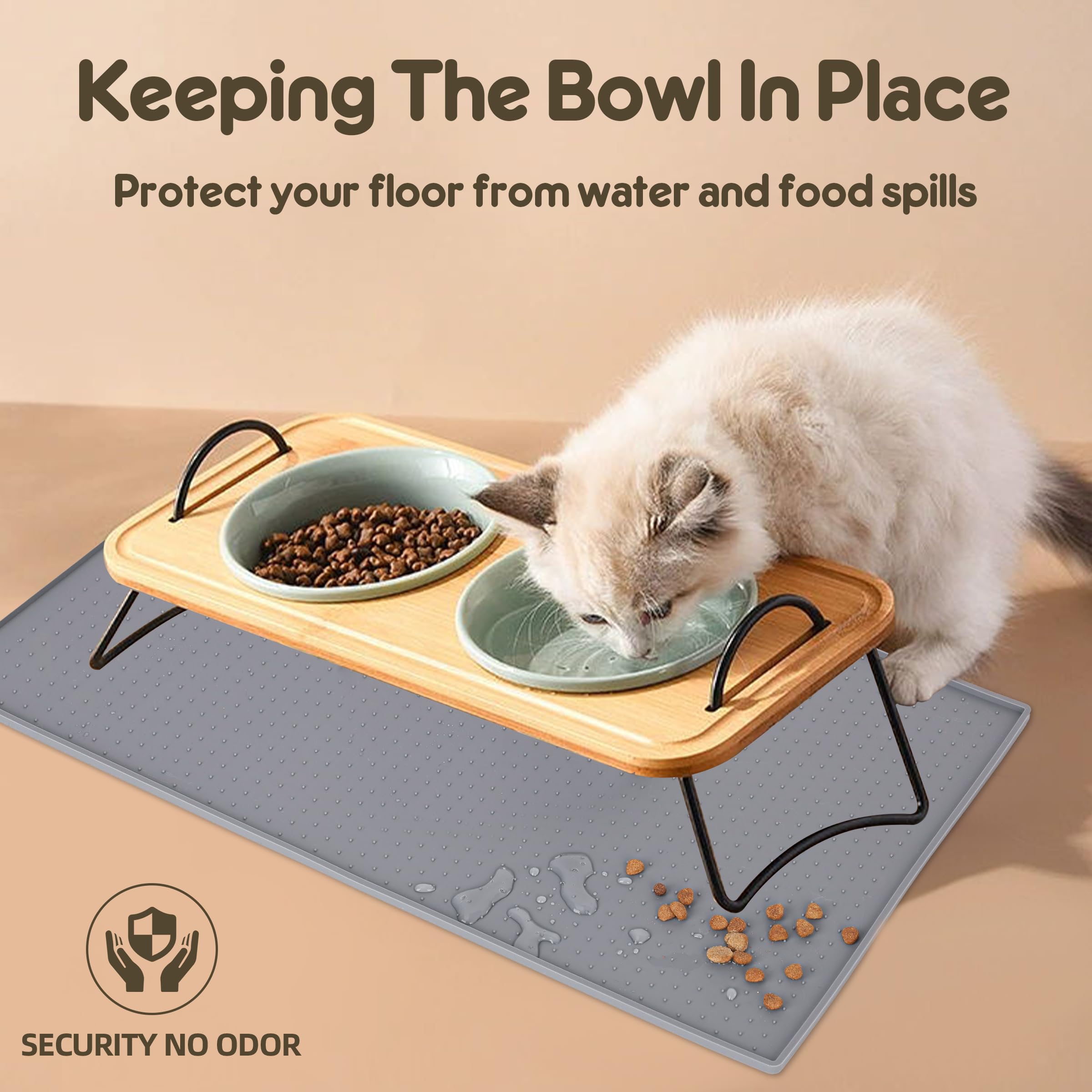 **Premium Silicone Pet Feeding Mat - Non-Slip Waterproof Dog & Cat Food Bowl Mat for Mess-Free Floors | Ideal for Kitchen, Crate & Outdoor Use**