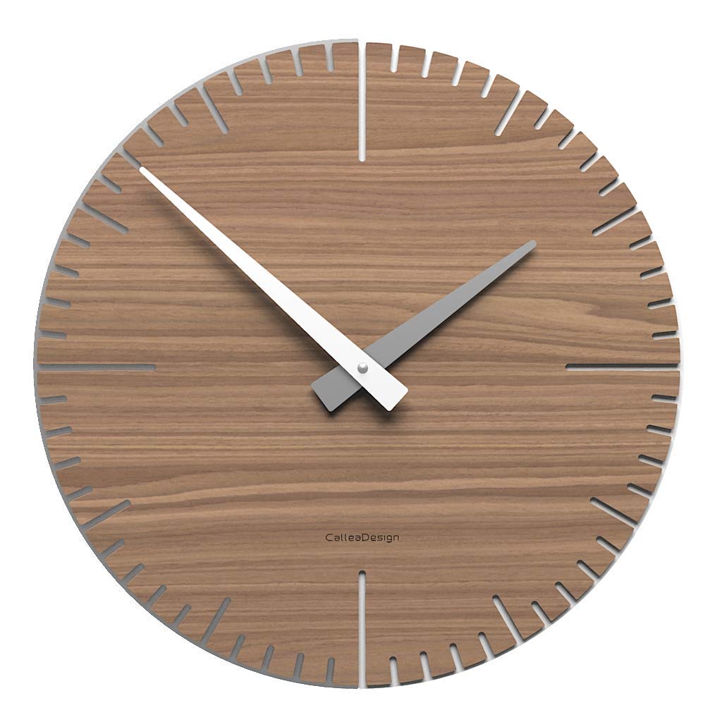 CalleaDesign 14.2 Inch Modern Wall Clock - Exacto Black Walnut Wooden Round Clock for Living Room, Bedroom, Office & Home Decor