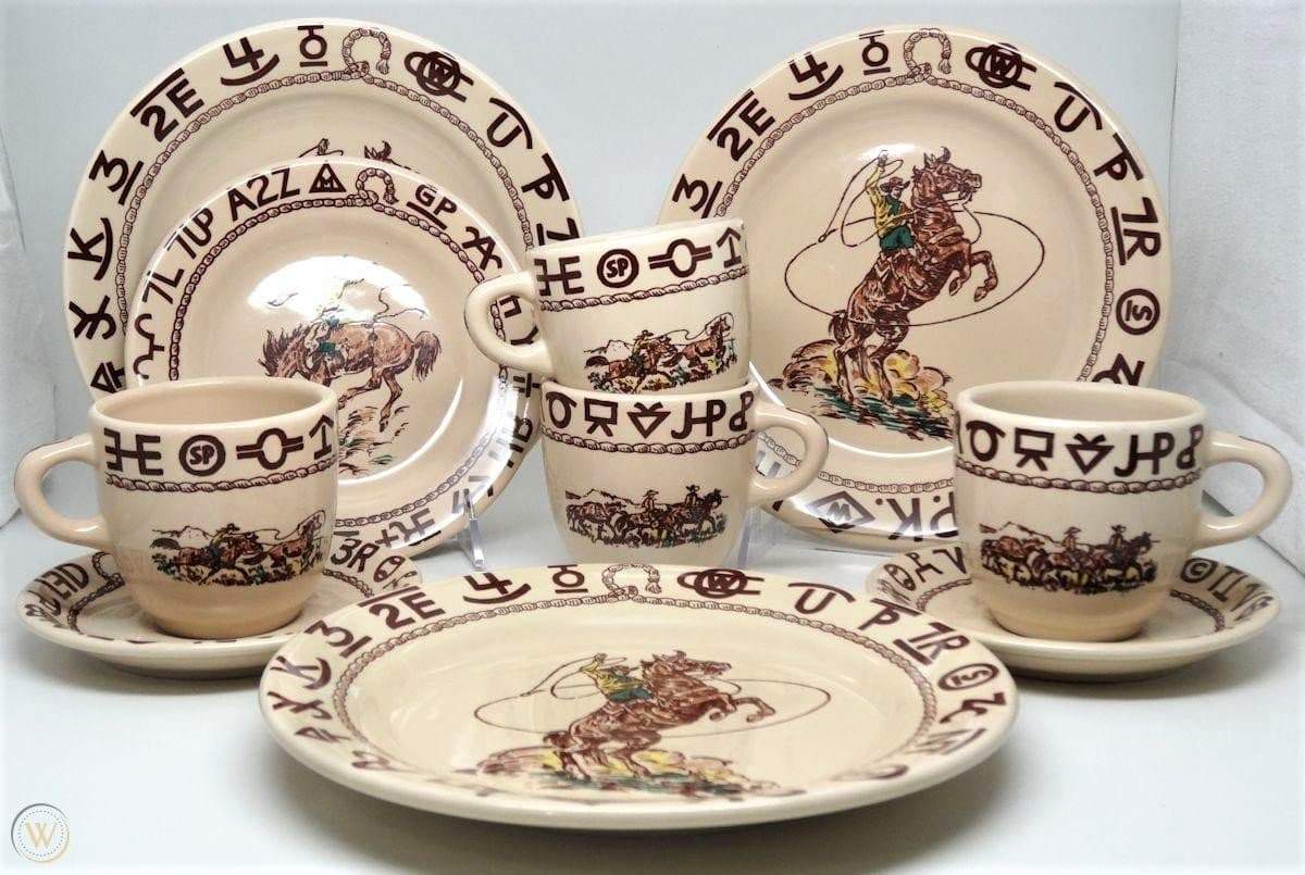 Cowboys & Brands Western Ranch Dinnerware Set - Rustic Tableware for Cowboy Themed Parties, BBQ, and Ranch Style Dining