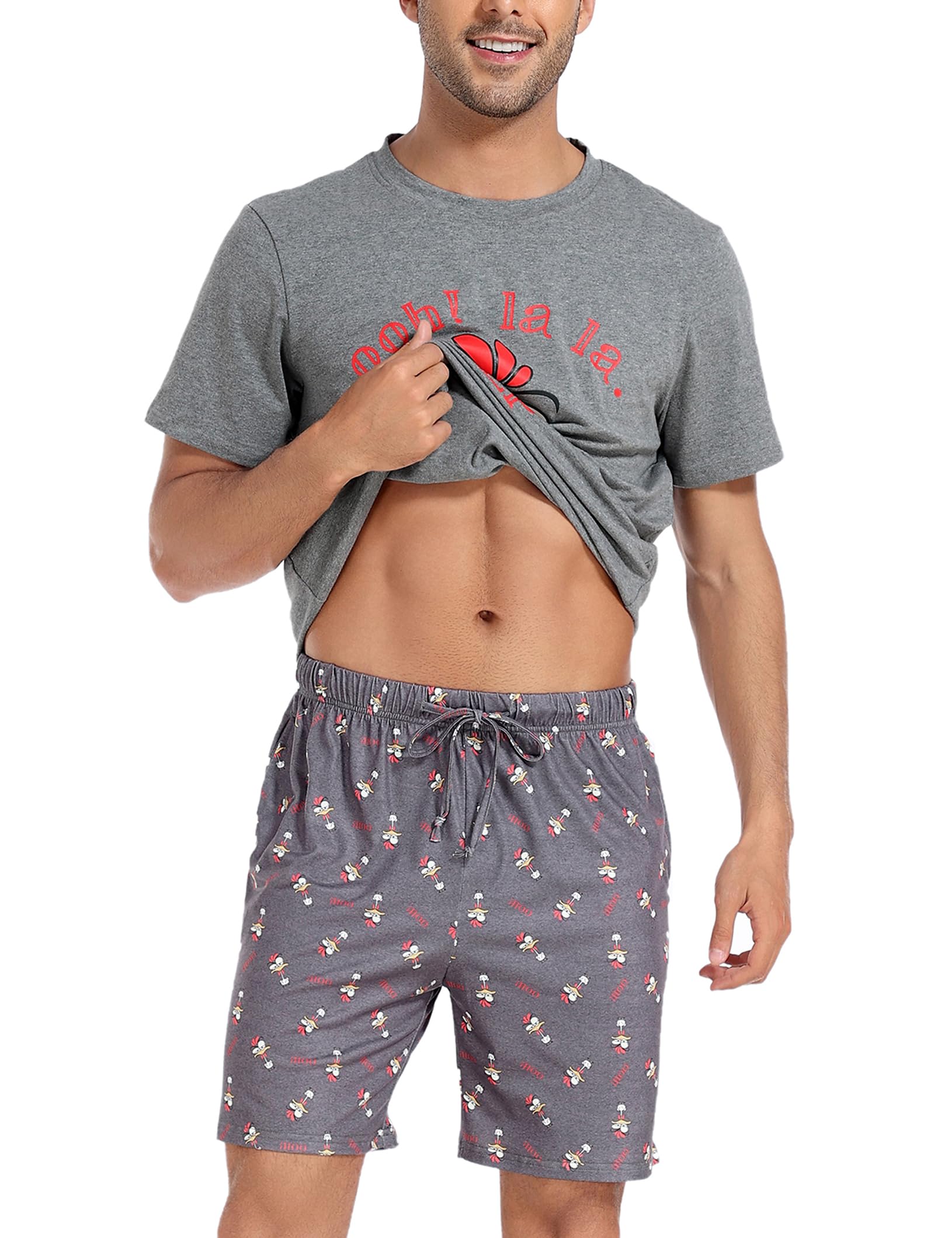 Men's Cotton Pajama Set - Soft V-Neck Sleepwear with Pockets for Lounge & Relaxation at Home