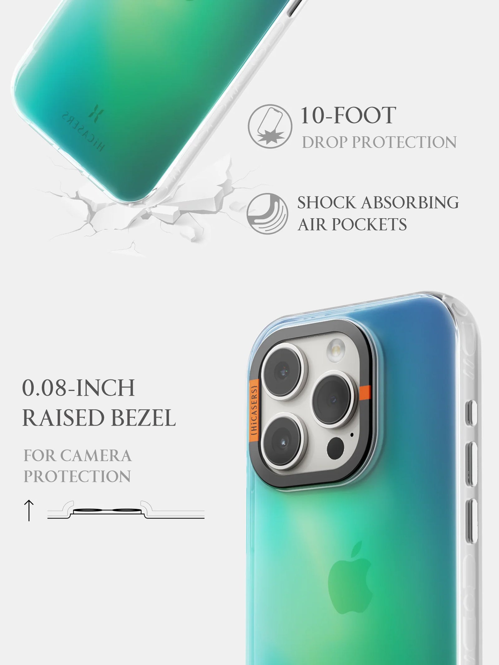 Sky Gradient Iridescent Phone Case - Deep Green | Shatterproof Protective Cover for iPhone & Samsung | Trendy Aesthetic Accessory for Daily Use & Travel