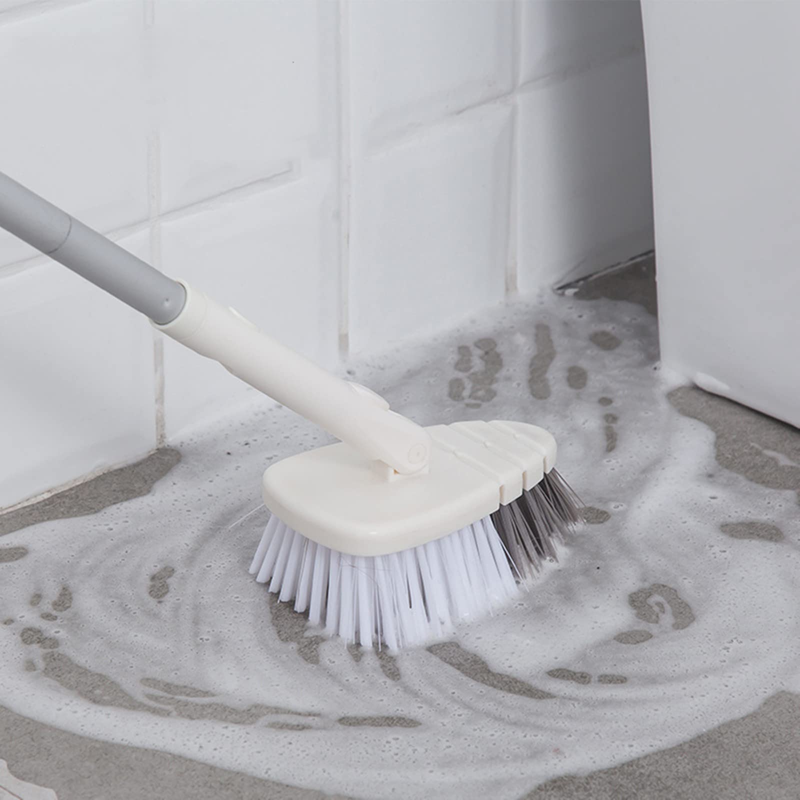 Long Handle Shower Scrubber Brush - Flexible Head Tub & Tile Cleaner for Bathroom, Baseboard & Hard-to-Reach Corners - Perfect for Deep Cleaning Showers, Bathtubs, and Grout Lines