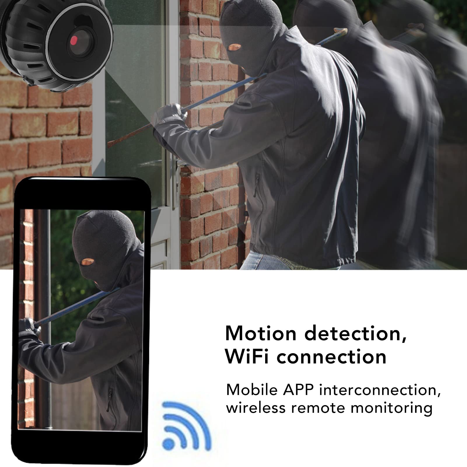 ASHATA 1080P HD Mini Security Camera with APP Support - Wireless WiFi Indoor Surveillance Camera, Battery Powered for Home Security - Perfect for Baby Monitoring, Pet Watching & Home Protection