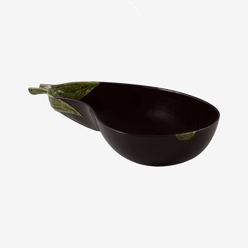 Bordallo Pinheiro Handcrafted Ceramic Eggplant Salad Bowl - Unique Portuguese Tableware for Serving Salads, Fruits & Appetizers - Perfect for Dinner Parties & Home Decor
