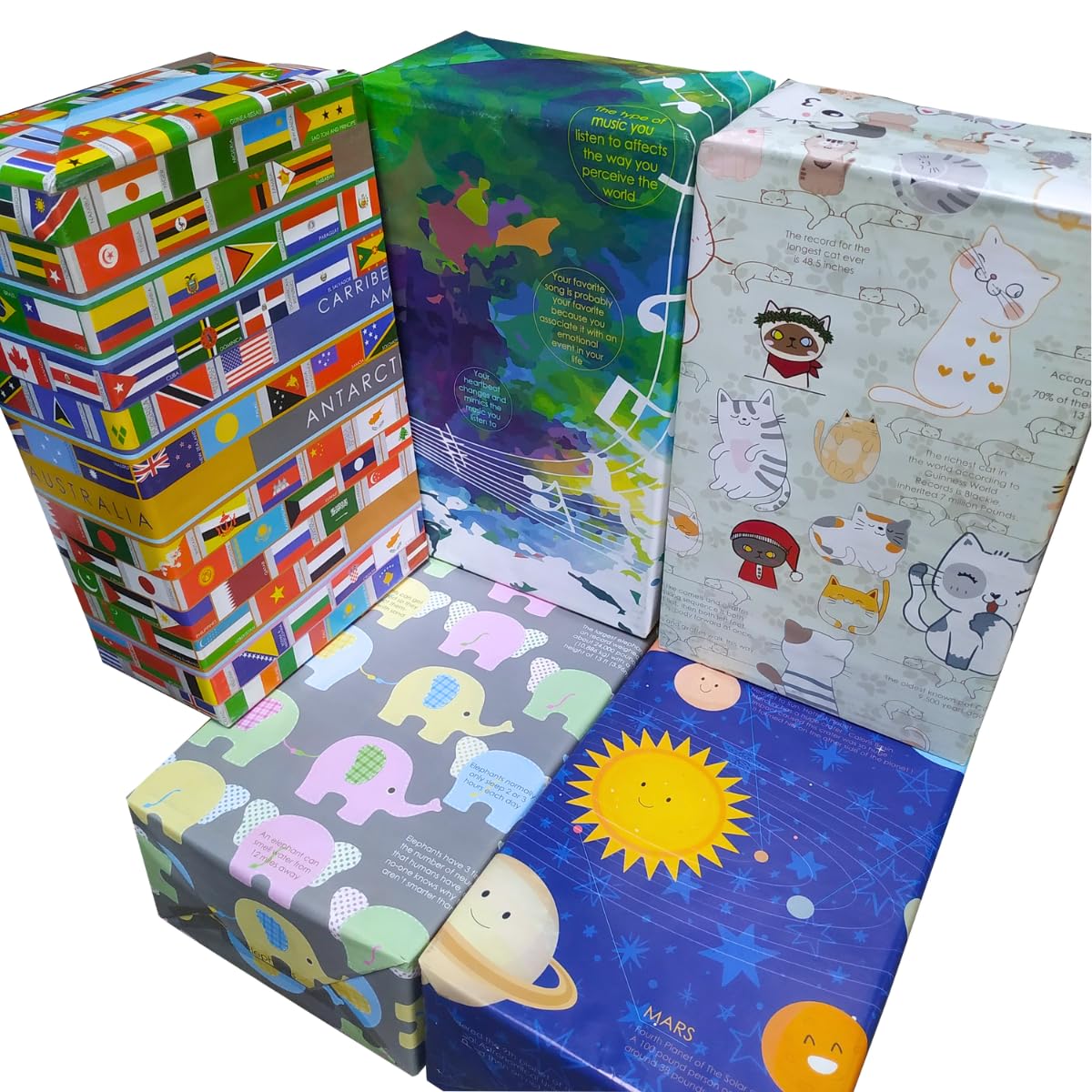 Premium Recyclable Gift Wrapping Paper - 5 Pack Large 28