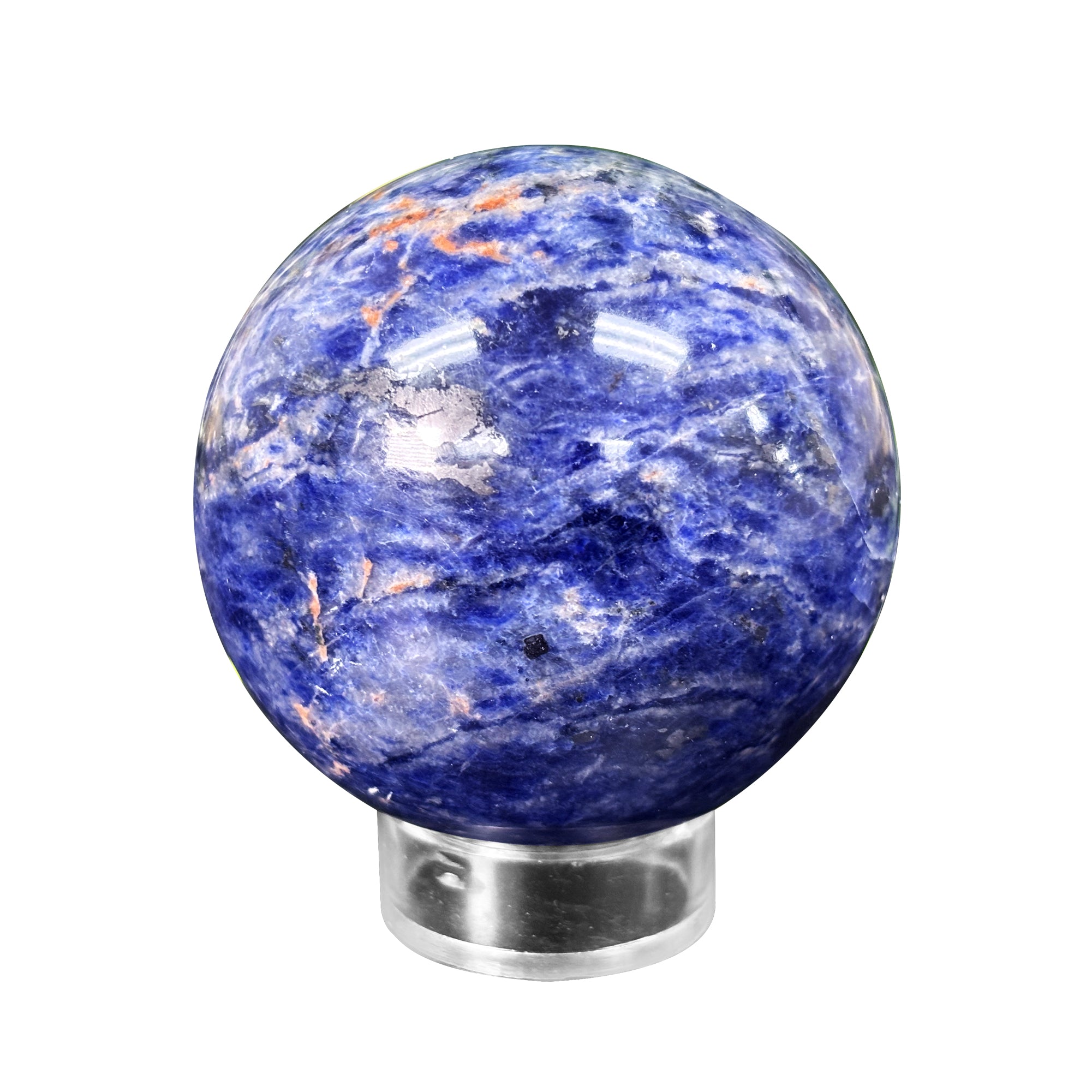 Polished Sodalite Crystal Sphere - Natural Blue Healing Stone for Meditation, Energy Work, Chakra Balancing & Home Decor | Perfect for Yoga Studios, Spiritual Healing & Office Desk Decor (RBL324)