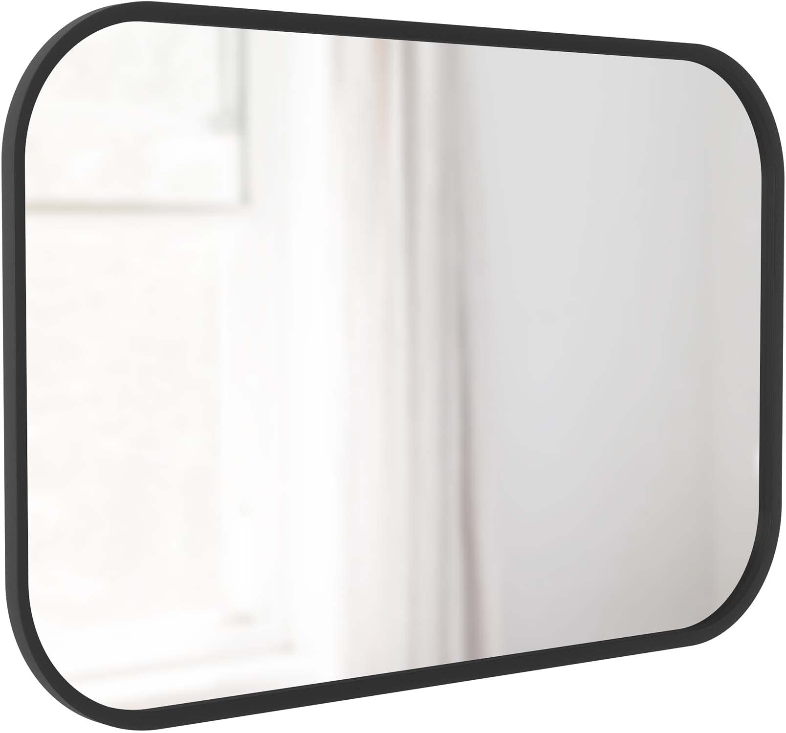 Umbra Hub Rectangular Wall Mirror with Rubber Frame - Modern Black Bathroom & Living Room Decor - Perfect for Entryways, Bedrooms, and Vanity Areas