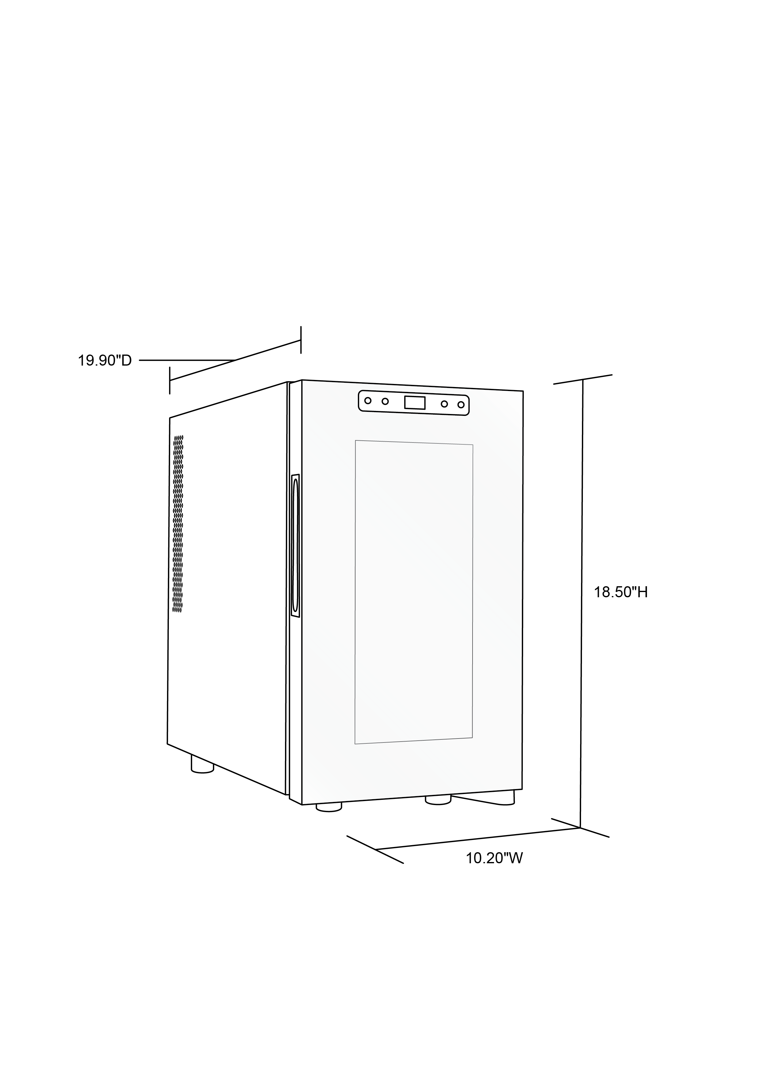 Newair® 8 Bottle 10.2 Inch Black Freestanding Countertop Wine Cooler Refrigerator - Perfect for Kitchen, Bar, Dining Room & Wine Cellar Storage